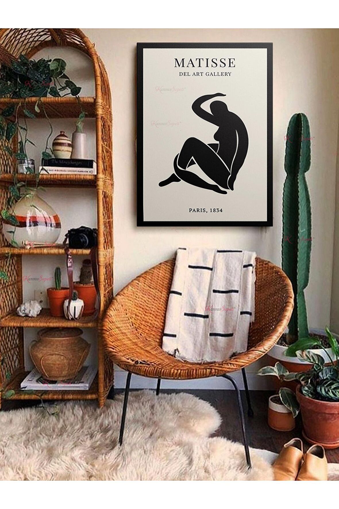 Soyut Dekoratif Vintange Retro Bohe Bohem Boho Art Vektorel Abstract Minimalist Canvas Kanvas Tablo