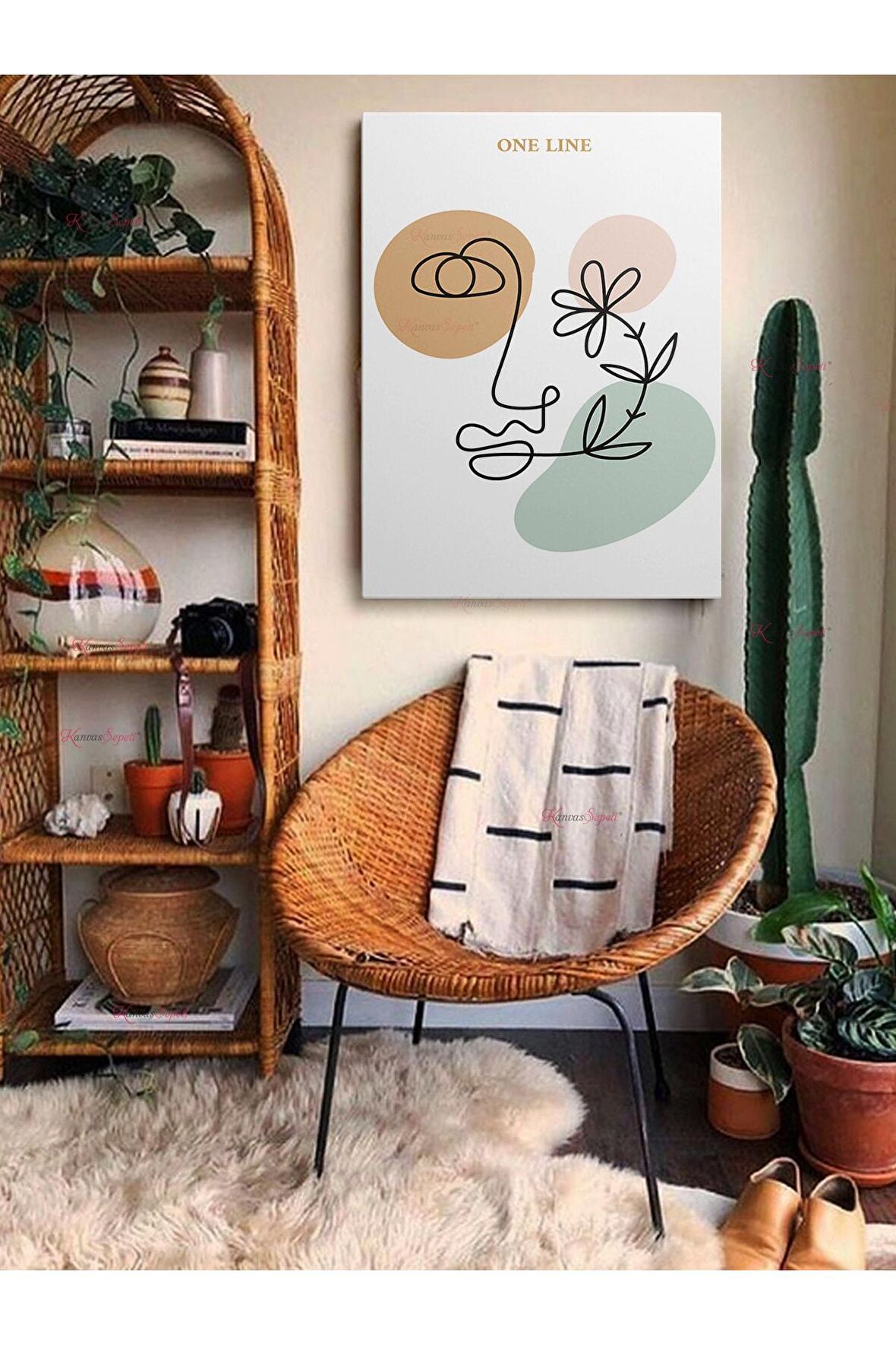 Soyut Dekoratif Vintange Retro Bohe Bohem Boho Art Vektorel Abstract Minimalist Canvas Kanvas Tablo