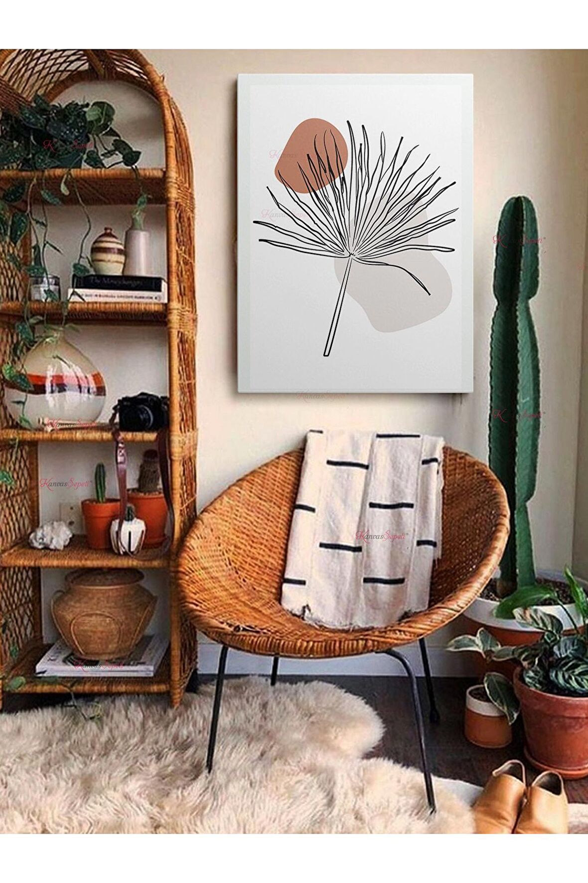 Soyut Dekoratif Vintange Retro Bohe Bohem Boho Art Vektorel Abstract Minimalist Canvas Kanvas Tablo