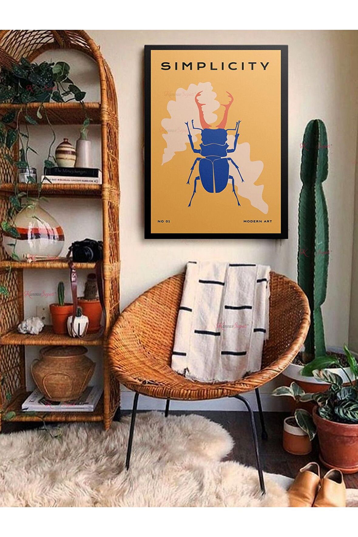 Soyut Dekoratif Vintange Retro Bohe Bohem Boho Art Vektorel Abstract Minimalist Canvas Kanvas Tablo