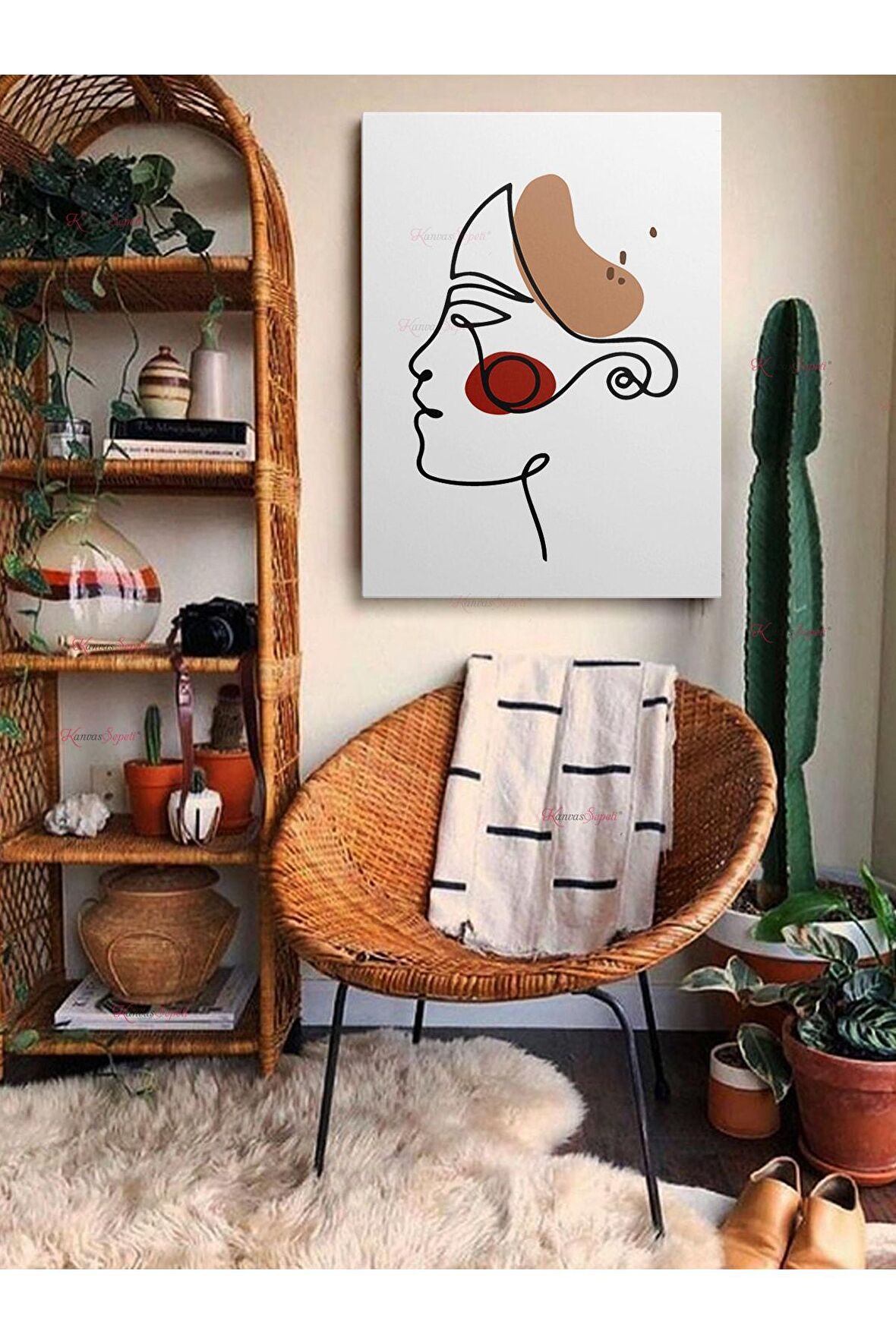 Soyut Dekoratif Vintange Retro Bohe Bohem Boho Art Vektorel Abstract Minimalist Canvas Kanvas Tablo