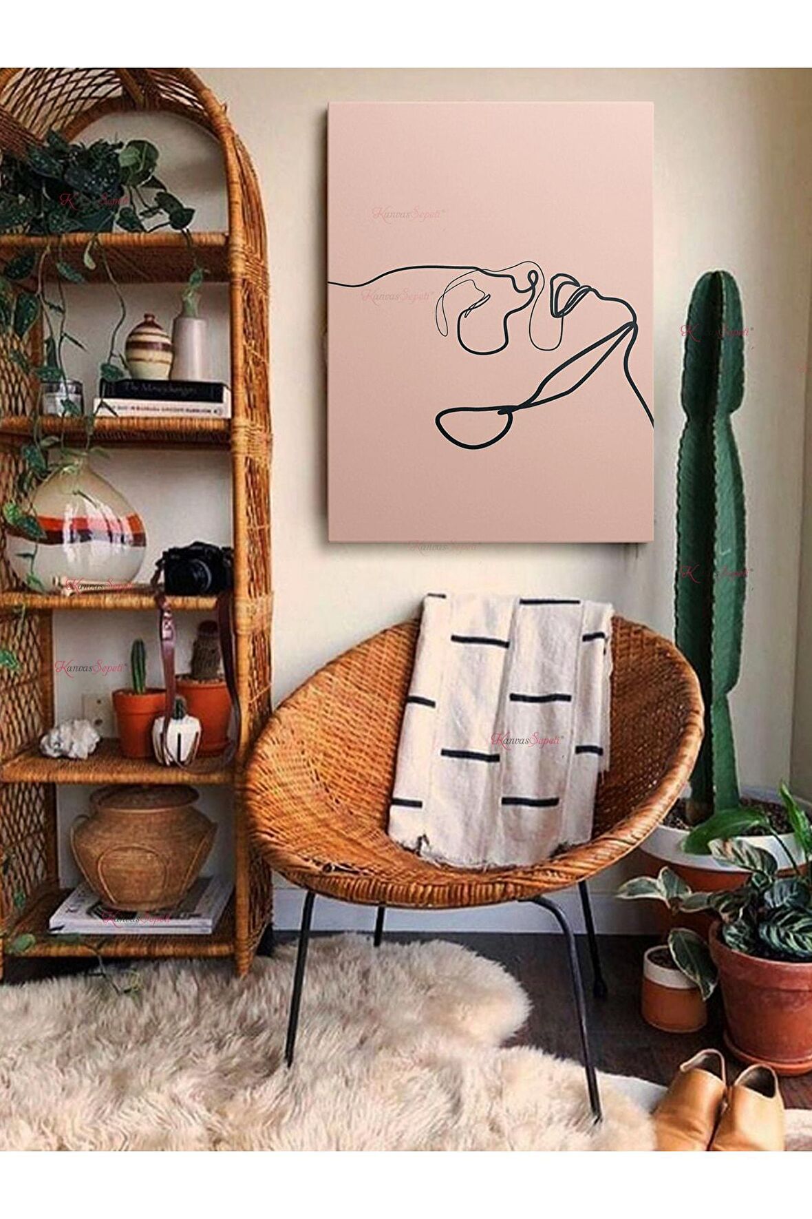Soyut Dekoratif Vintange Retro Bohe Bohem Boho Art Vektorel Abstract Minimalist Canvas Kanvas Tablo