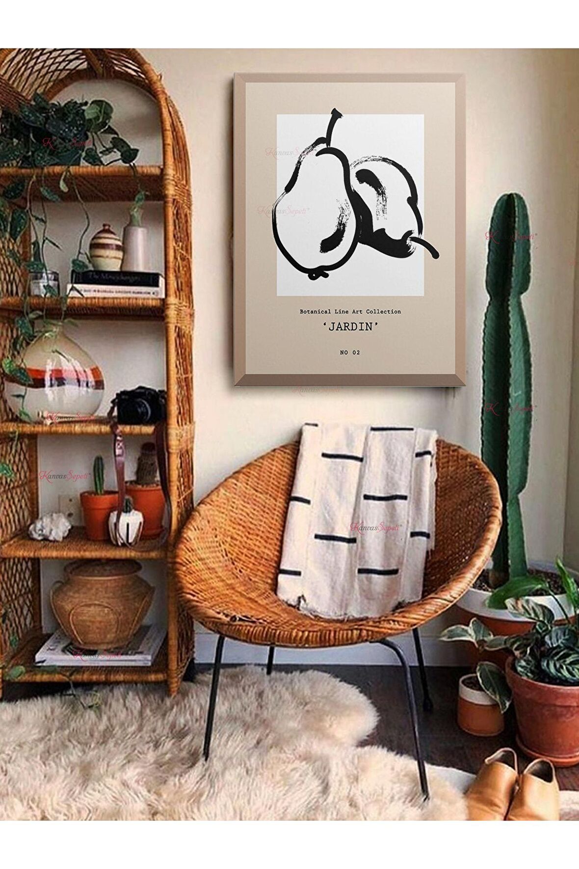 Soyut Dekoratif Vintange Retro Bohe Bohem Boho Art Vektorel Abstract Minimalist Canvas Kanvas Tablo