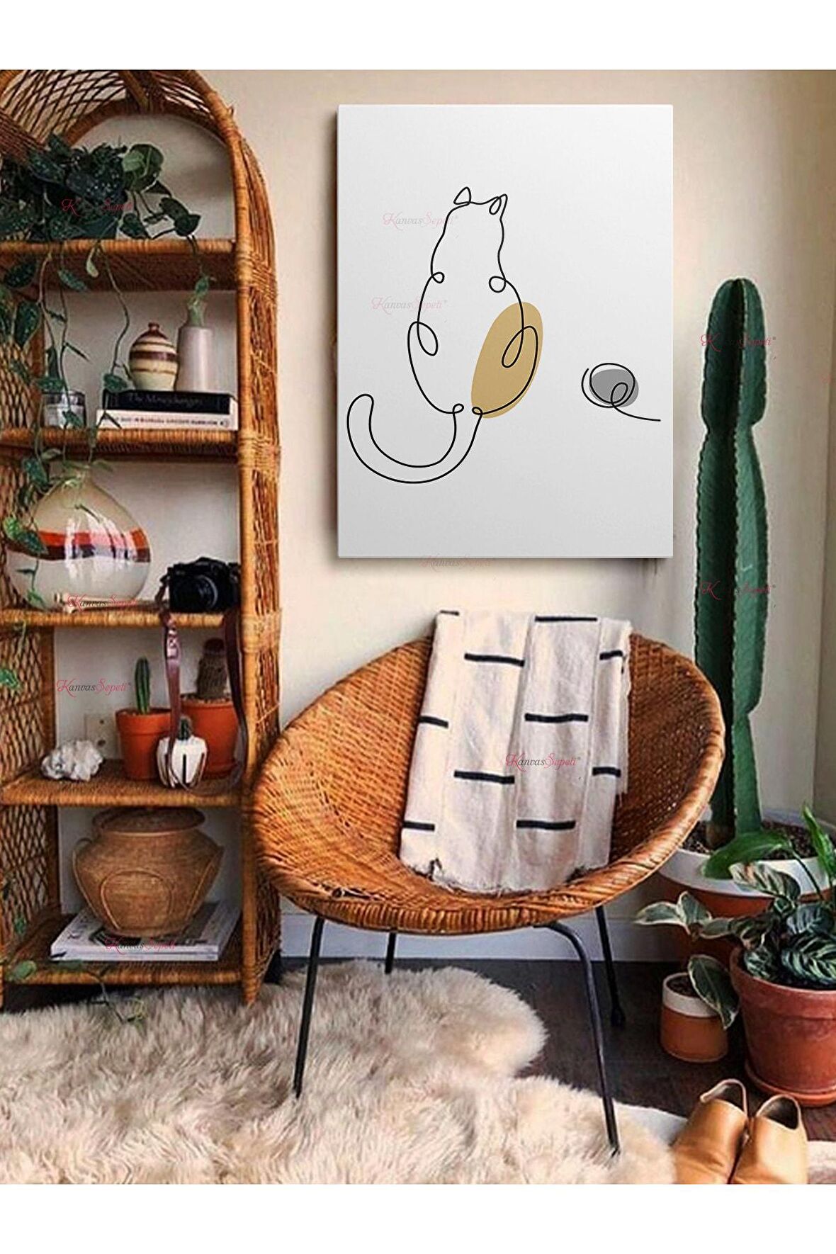 Soyut Dekoratif Vintange Retro Bohe Bohem Boho Art Vektorel Abstract Minimalist Canvas Kanvas Tablo