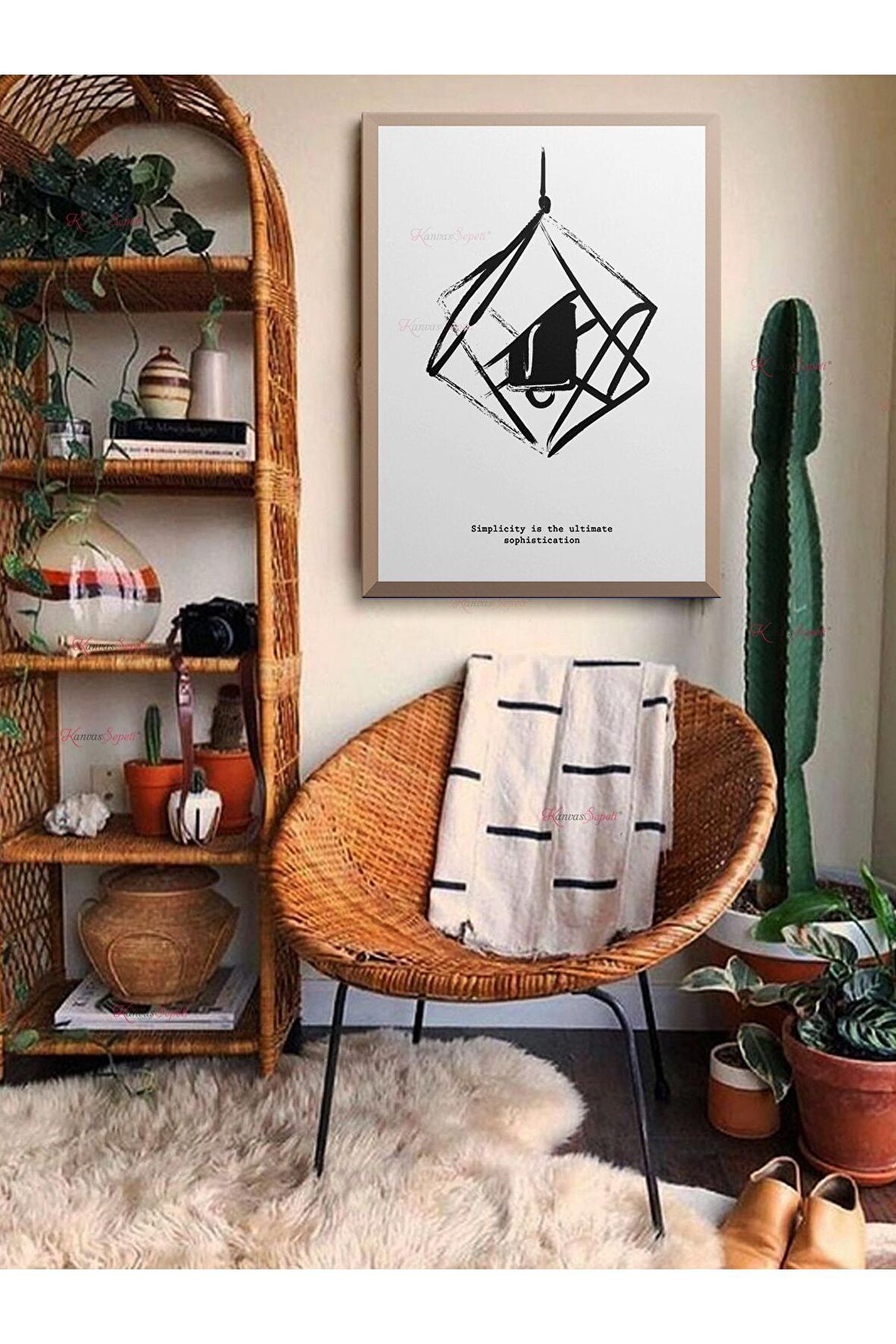 Soyut Dekoratif Vintange Retro Bohe Bohem Boho Art Vektorel Abstract Minimalist Canvas Kanvas Tablo