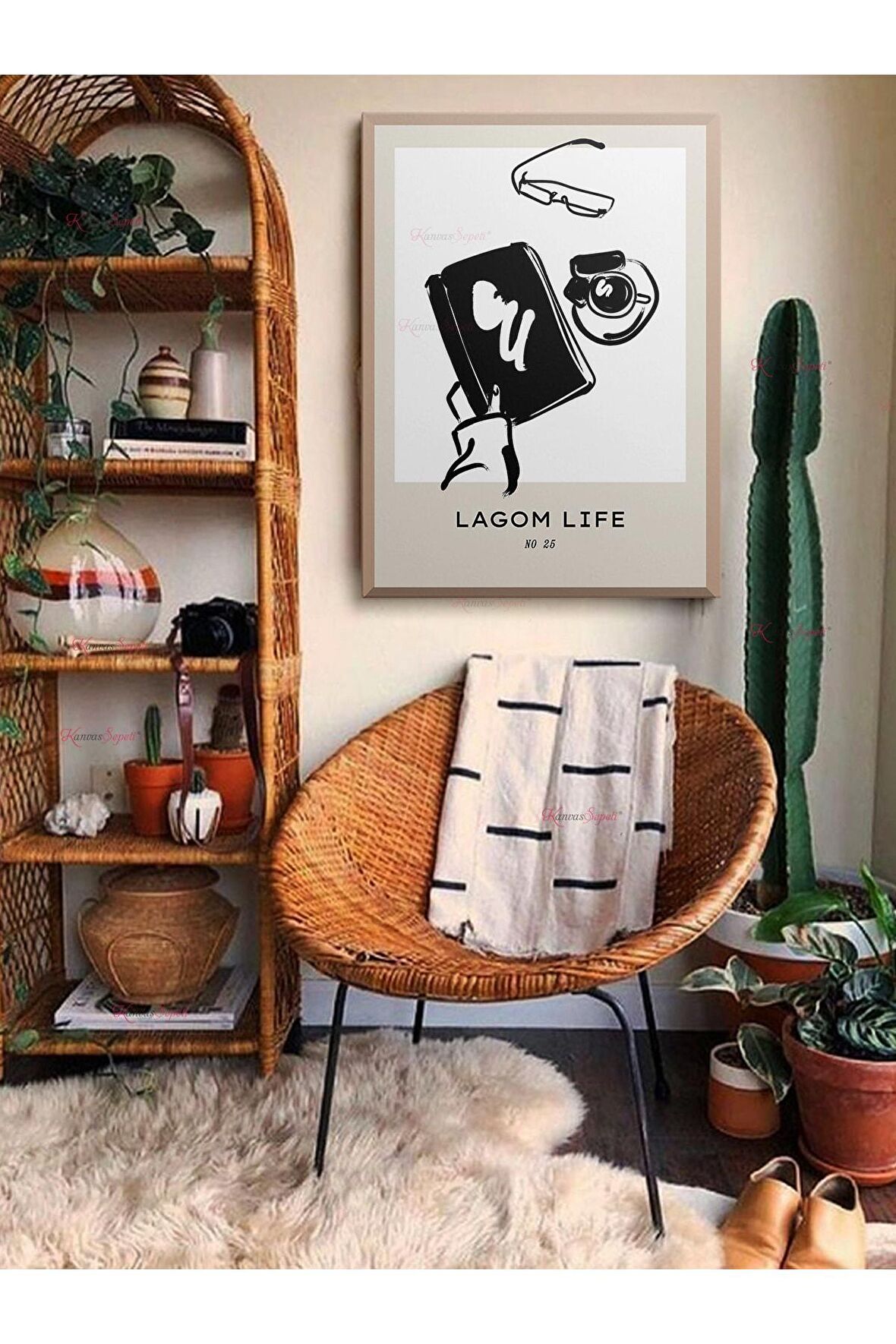 Soyut Dekoratif Vintange Retro Bohe Bohem Boho Art Vektorel Abstract Minimalist Canvas Kanvas Tablo