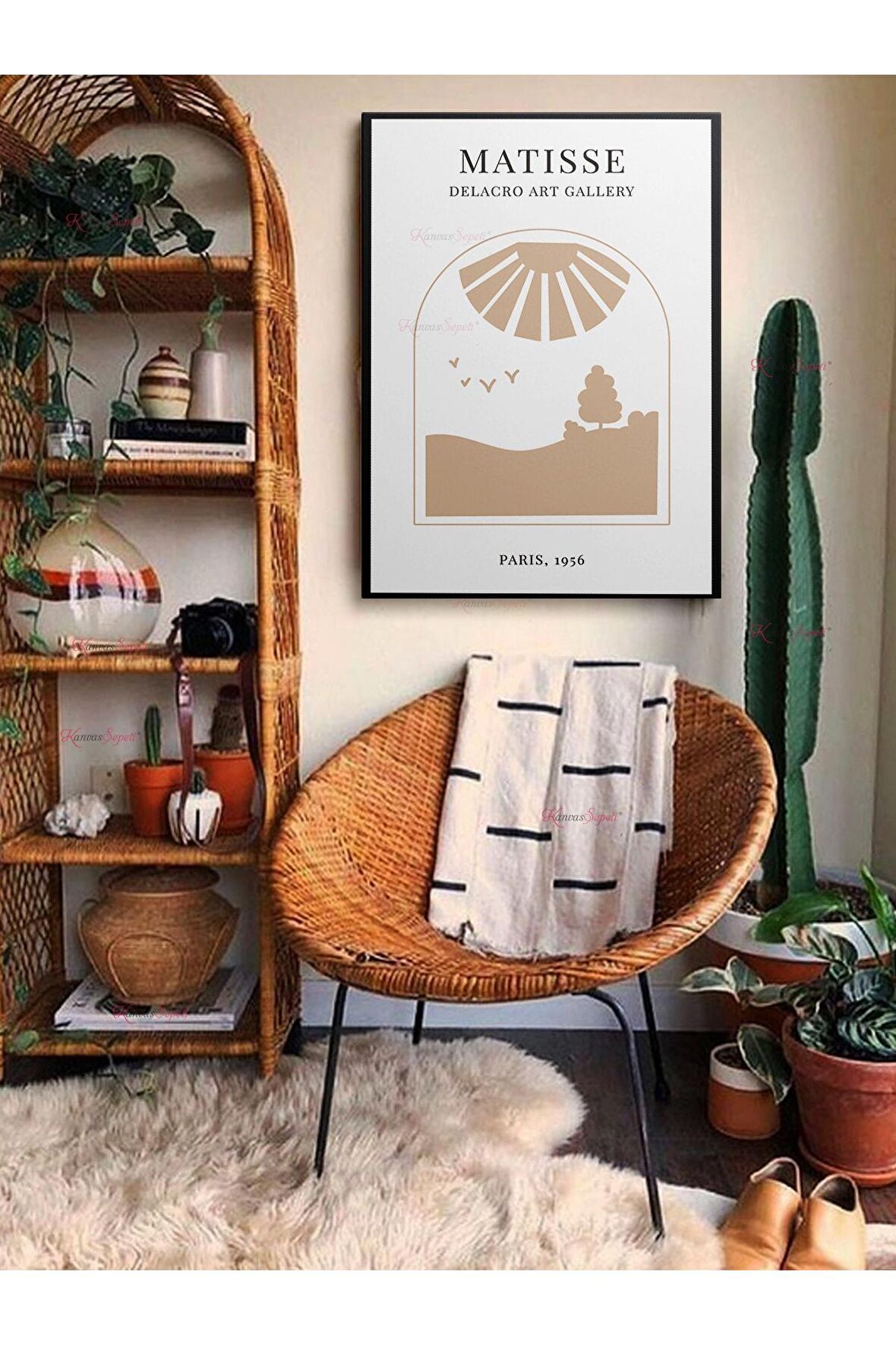 Soyut Dekoratif Vintange Retro Bohe Bohem Boho Art Vektorel Abstract Minimalist Canvas Kanvas Tablo