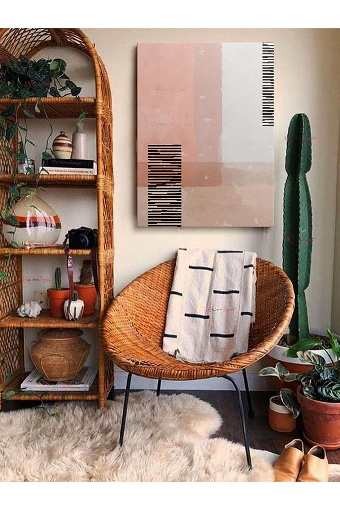 Soyut Dekoratif Vintange Retro Bohe Bohem Boho Art Vektorel Abstract Minimalist Canvas Kanvas Tablo