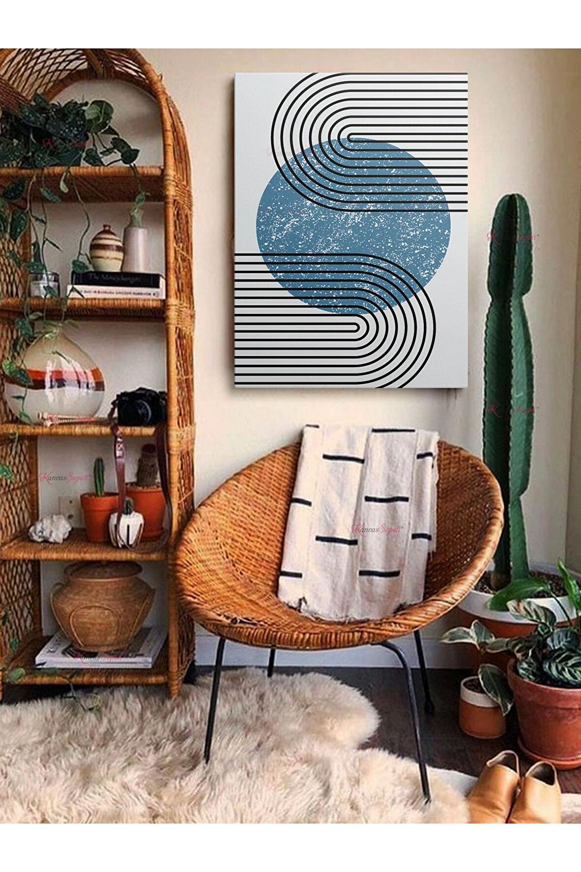 Soyut Dekoratif Vintange Retro Bohe Bohem Boho Art Vektorel Abstract Minimalist Canvas Kanvas Tablo