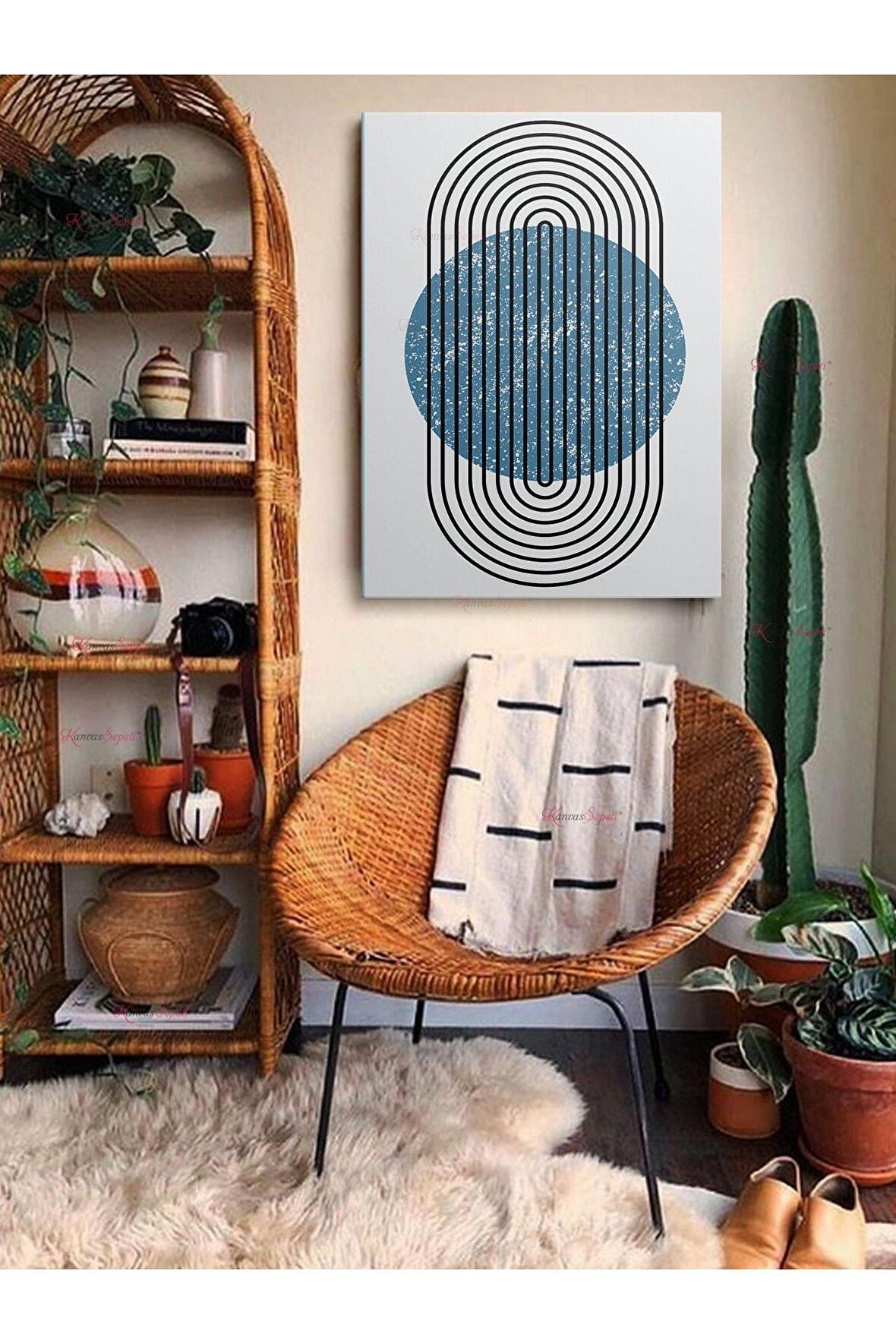Soyut Dekoratif Vintange Retro Bohe Bohem Boho Art Vektorel Abstract Minimalist Canvas Kanvas Tablo