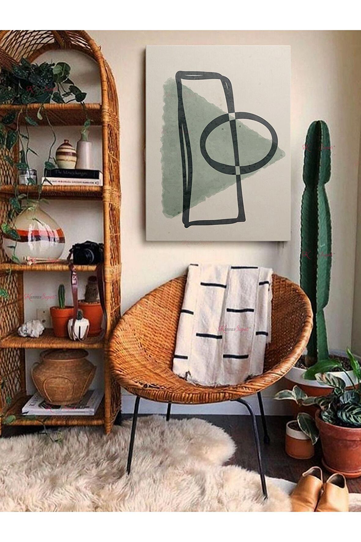 Soyut Dekoratif Vintange Retro Bohe Bohem Boho Art Vektorel Abstract Minimalist Canvas Kanvas Tablo