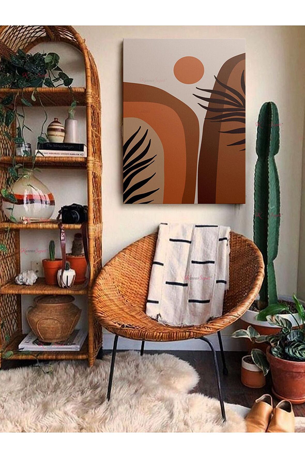 Soyut Dekoratif Vintange Retro Bohe Bohem Boho Art Vektorel Abstract Minimalist Canvas Kanvas Tablo
