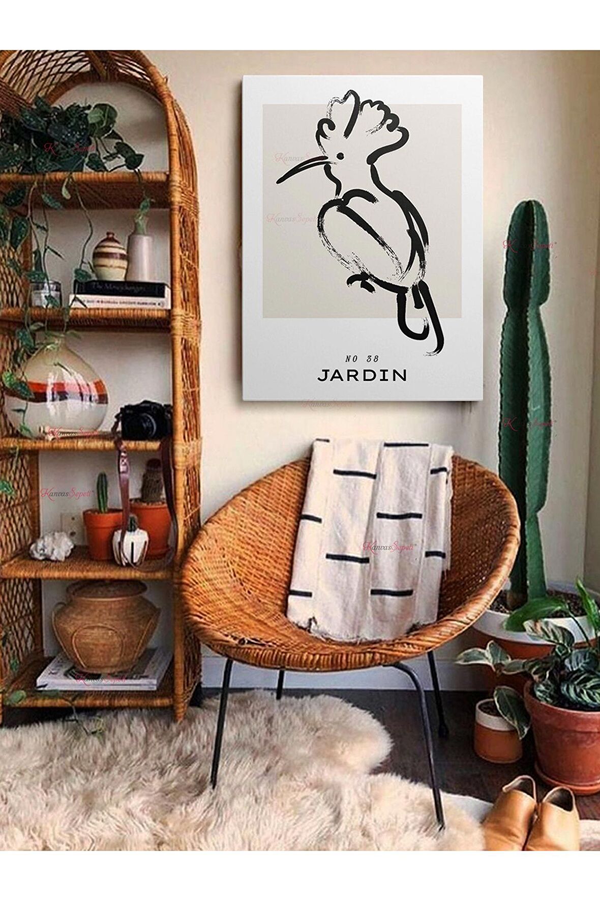 Soyut Dekoratif Vintange Retro Bohe Bohem Boho Art Vektorel Abstract Minimalist Canvas Kanvas Tablo