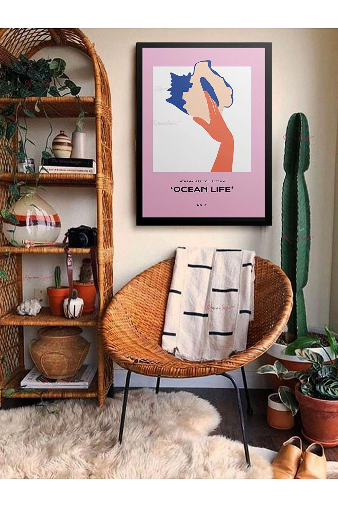 Soyut Dekoratif Vintange Retro Bohe Bohem Boho Art Vektorel Abstract Minimalist Canvas Kanvas Tablo