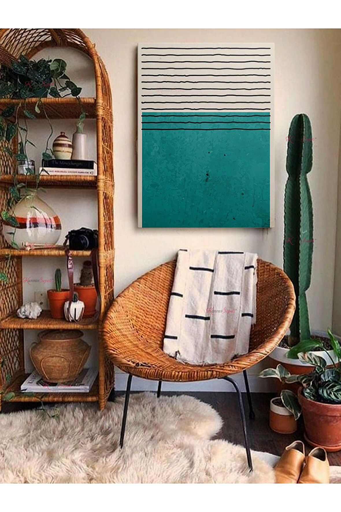 Soyut Dekoratif Vintange Retro Bohe Bohem Boho Art Vektorel Abstract Minimalist Canvas Kanvas Tablo