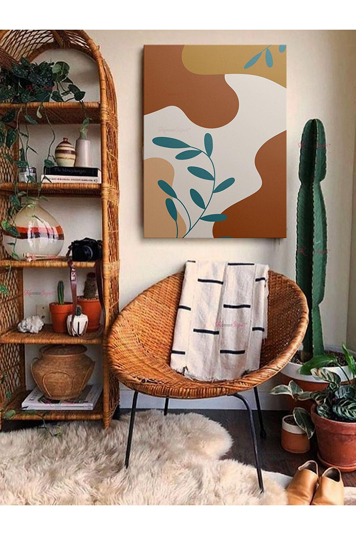 Soyut Dekoratif Vintange Retro Bohe Bohem Boho Art Vektorel Abstract Minimalist Canvas Kanvas Tablo