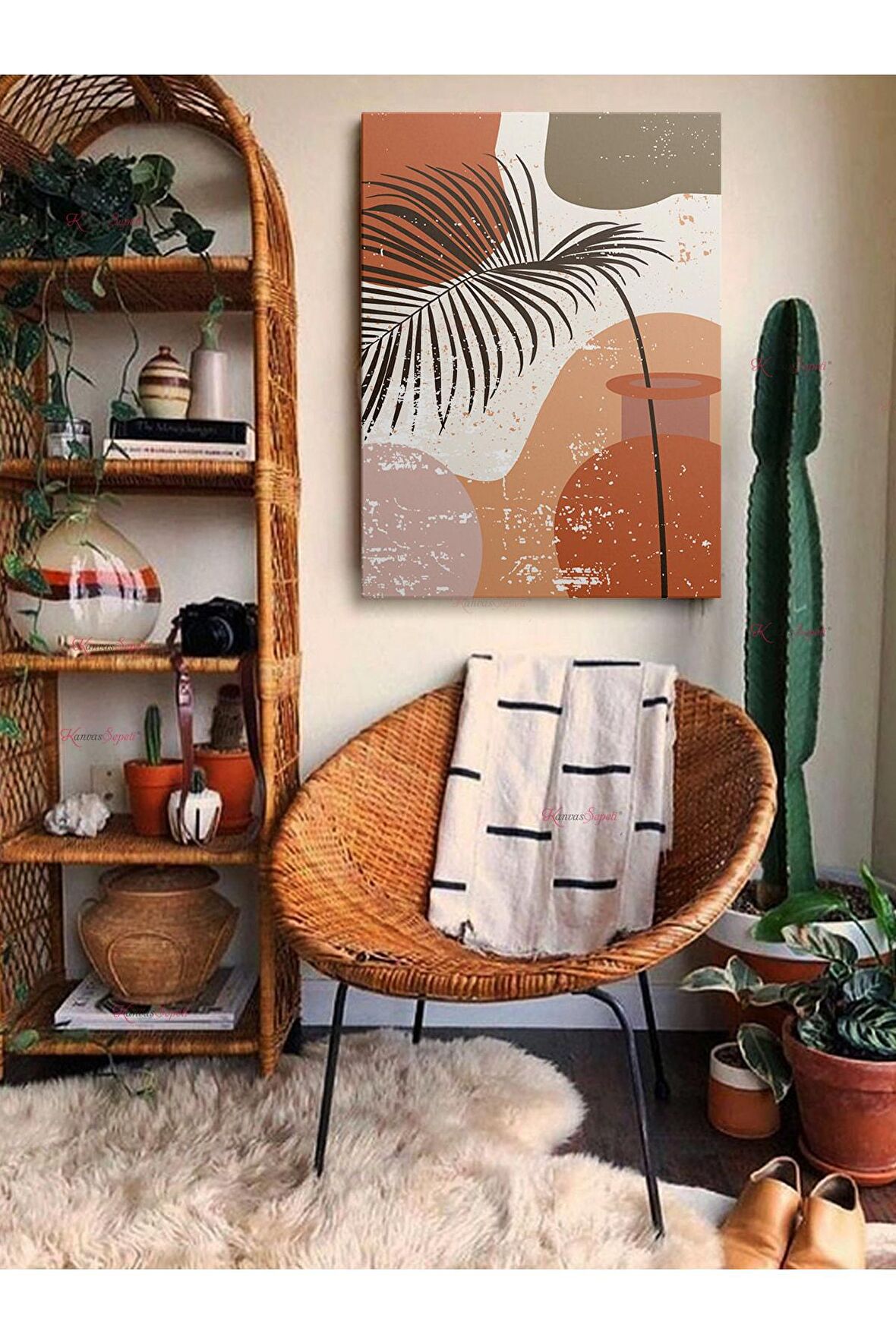 Soyut Dekoratif Vintange Retro Bohe Bohem Boho Art Vektorel Abstract Minimalist Canvas Kanvas Tablo