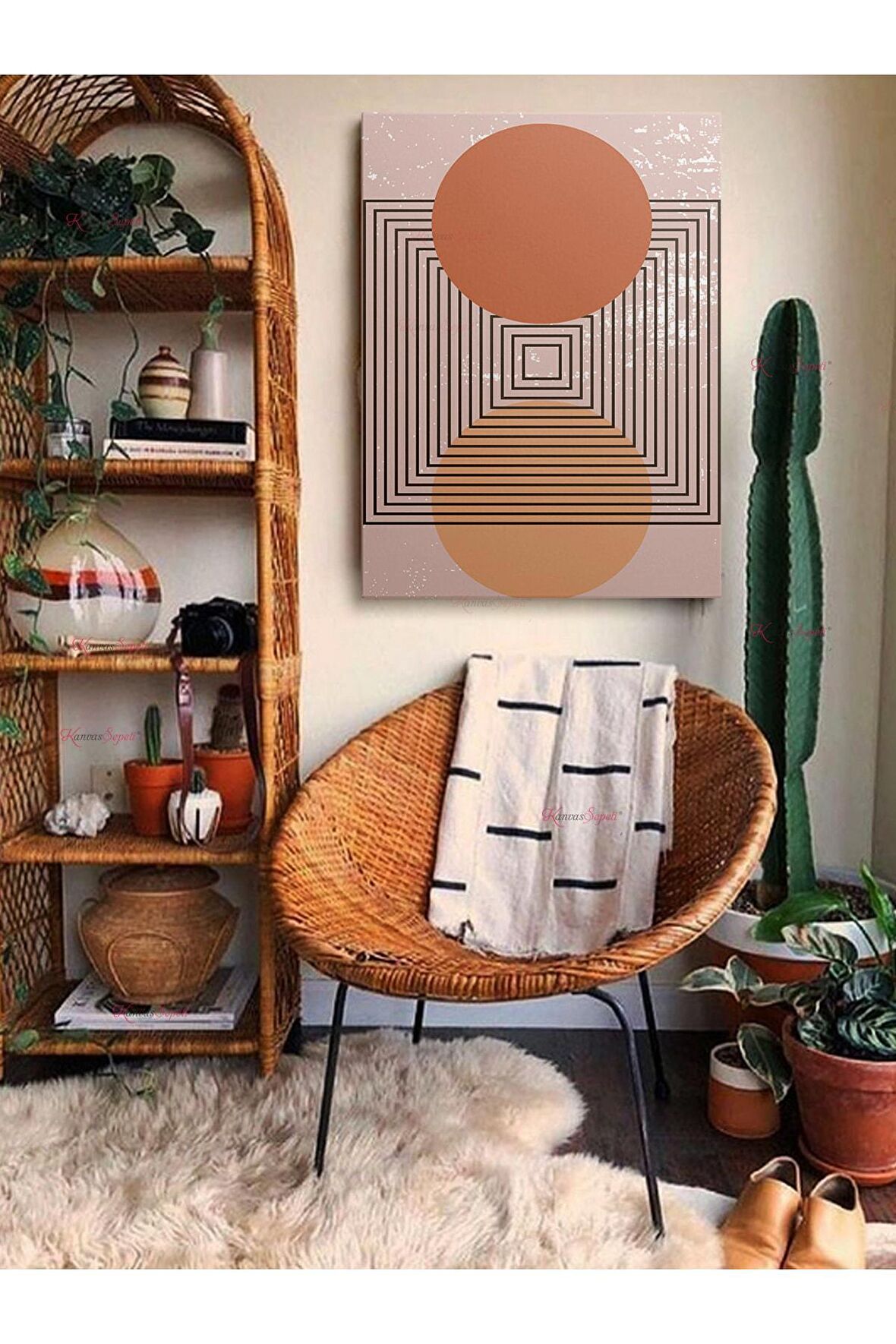 Soyut Dekoratif Vintange Retro Bohe Bohem Boho Art Vektorel Abstract Minimalist Canvas Kanvas Tablo
