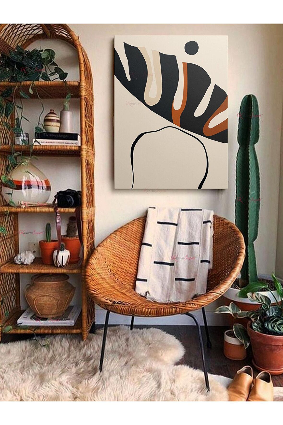 Soyut Dekoratif Vintange Retro Bohe Bohem Boho Art Vektorel Abstract Minimalist Canvas Kanvas Tablo