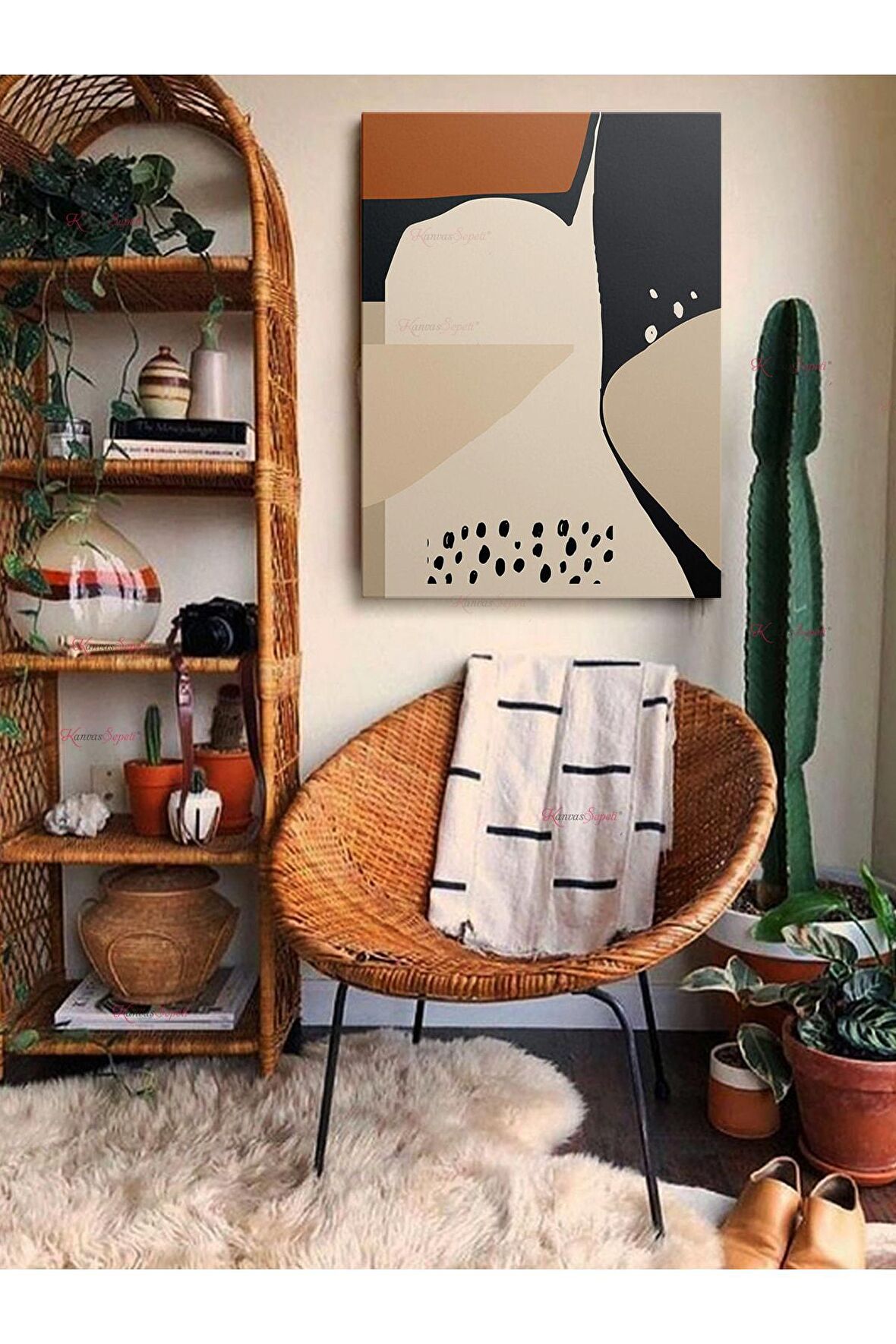 Soyut Dekoratif Vintange Retro Bohe Bohem Boho Art Vektorel Abstract Minimalist Canvas Kanvas Tablo