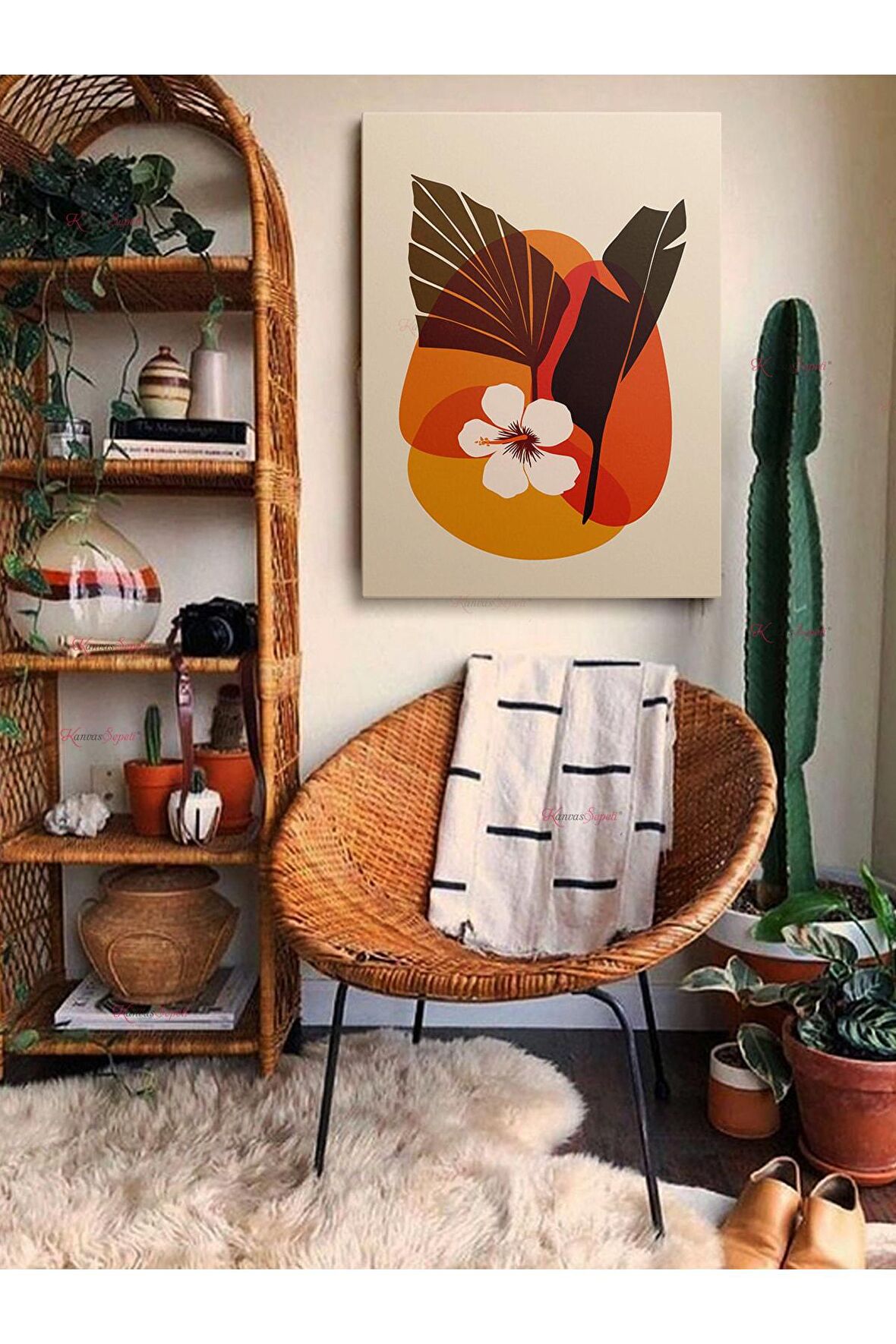 Soyut Dekoratif Vintange Retro Bohe Bohem Boho Art Vektorel Abstract Minimalist Canvas Kanvas Tablo