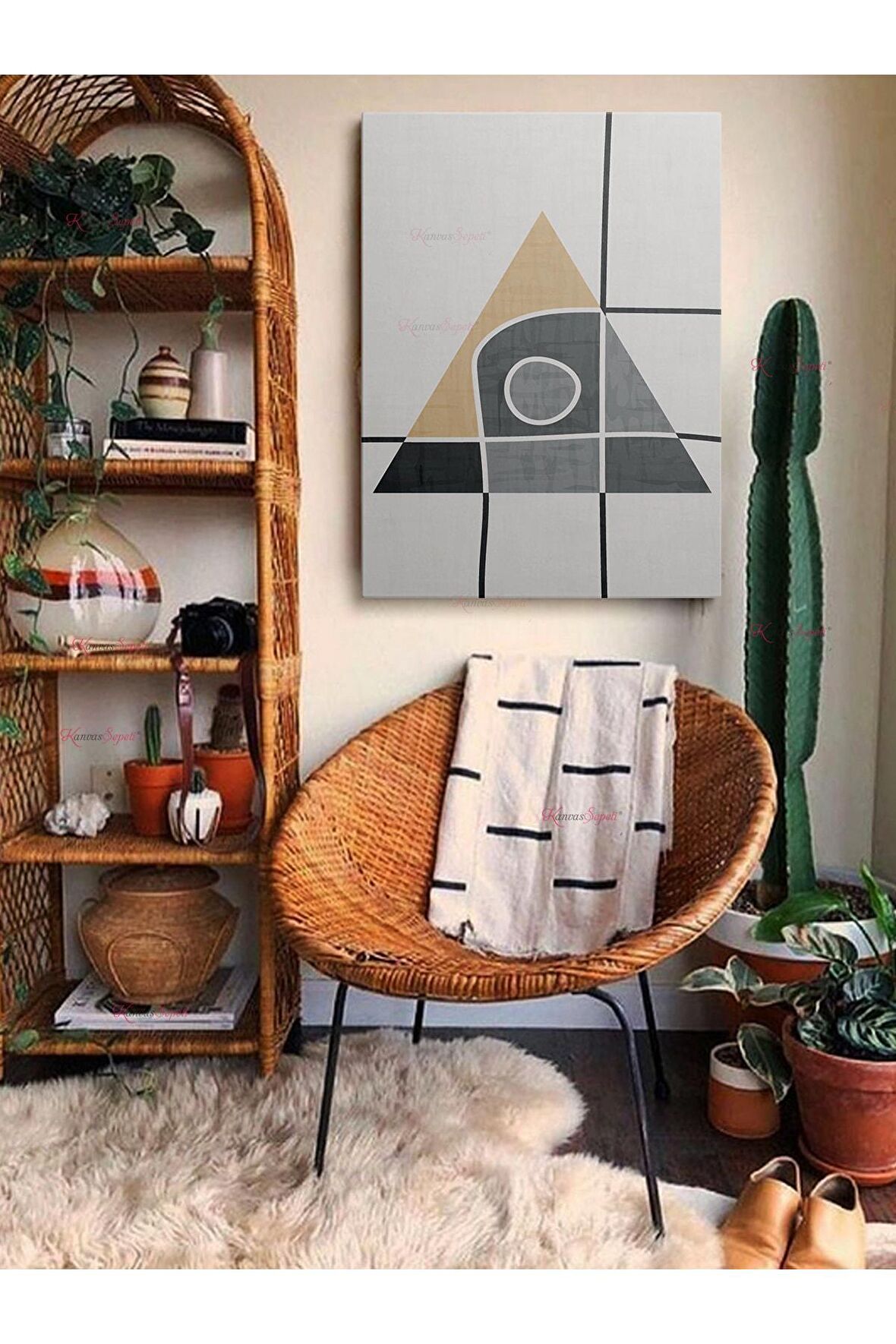 Soyut Dekoratif Vintange Retro Bohe Bohem Boho Art Vektorel Abstract Minimalist Canvas Kanvas Tablo