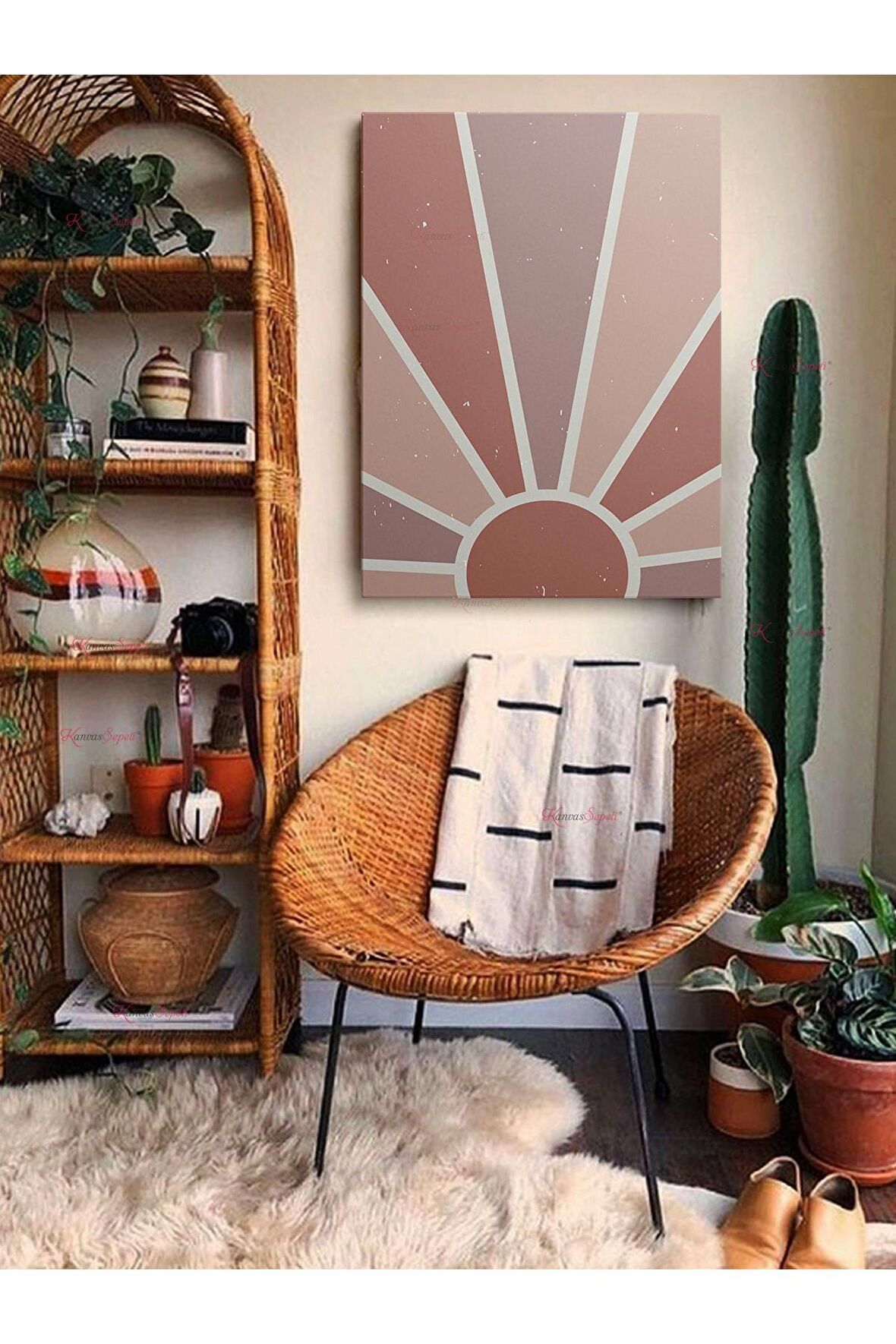 Soyut Dekoratif Vintange Retro Bohe Bohem Boho Art Vektorel Abstract Minimalist Canvas Kanvas Tablo