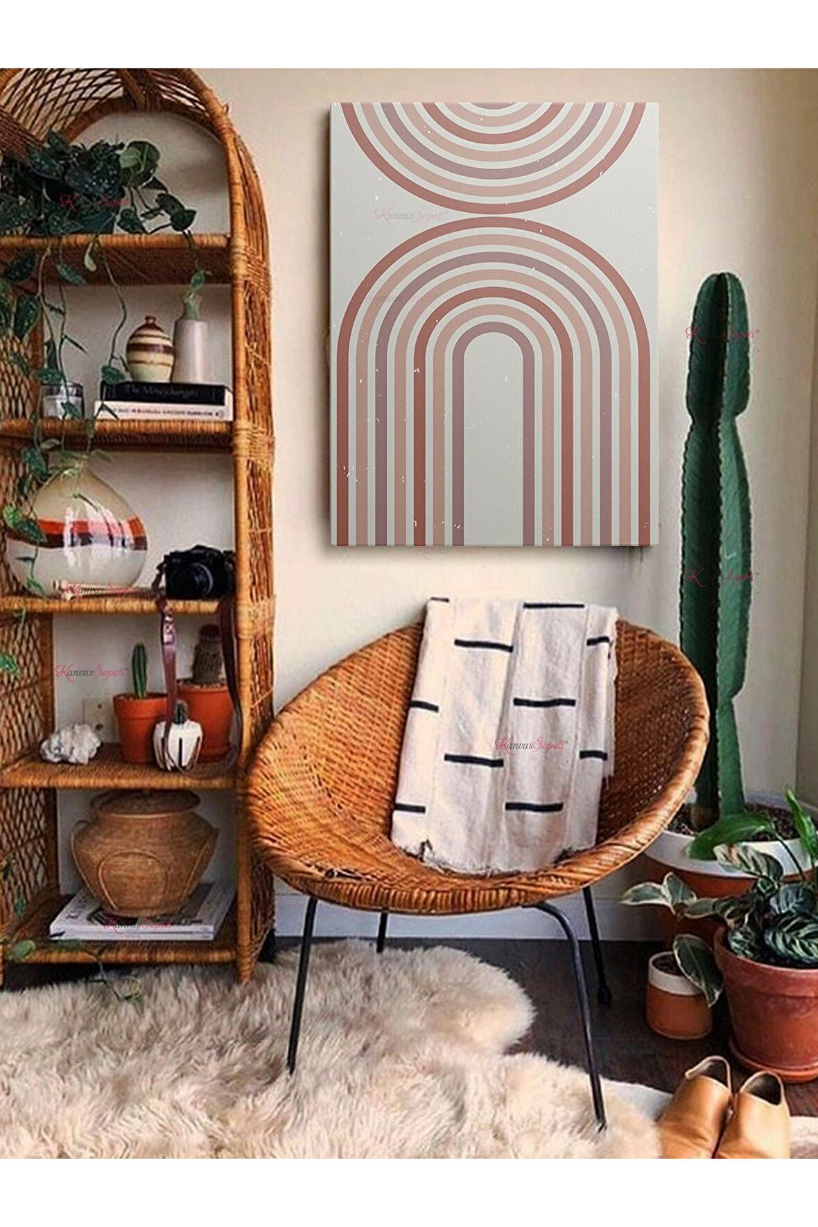 Soyut Dekoratif Vintange Retro Bohe Bohem Boho Art Vektorel Abstract Minimalist Canvas Kanvas Tablo