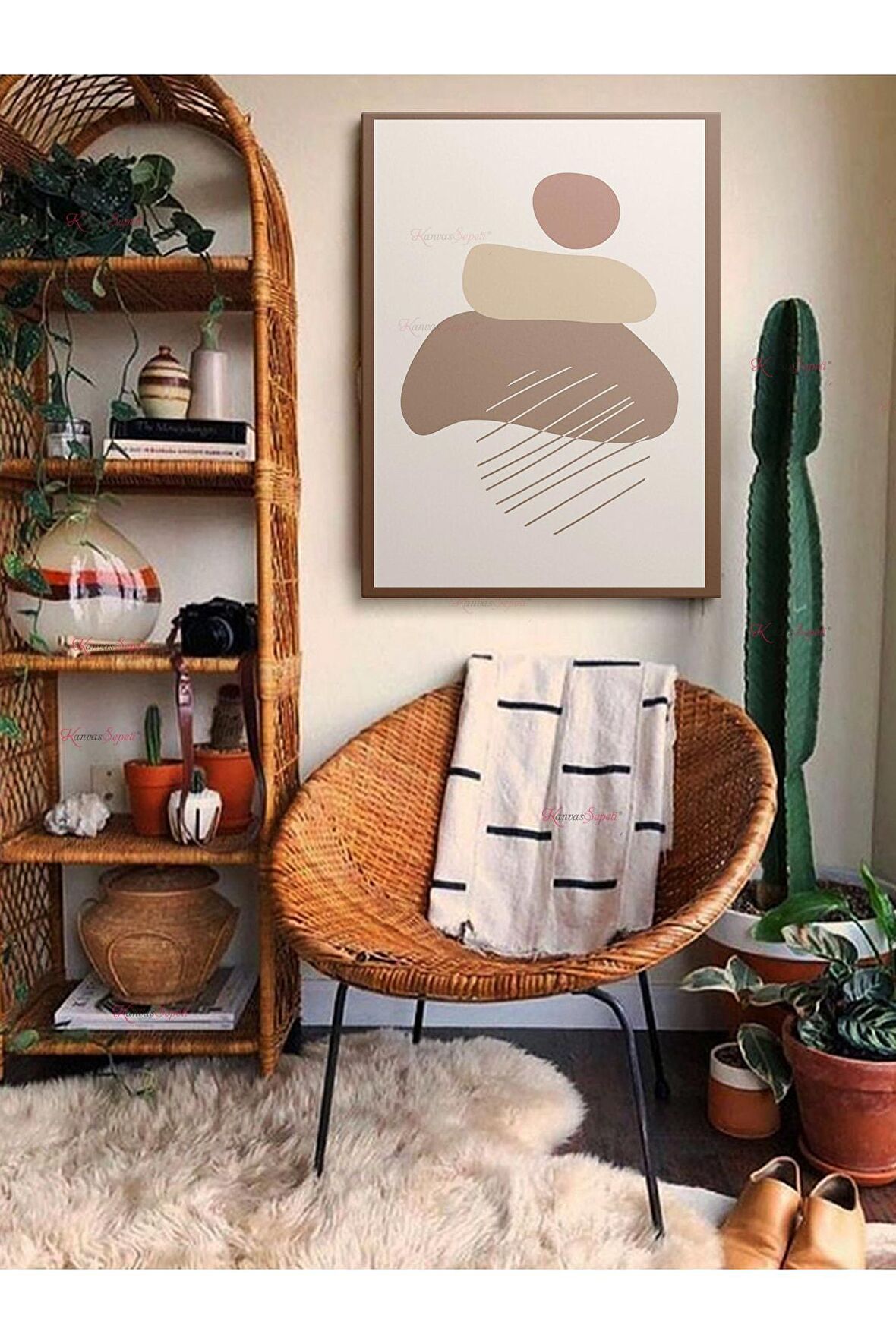 Soyut Dekoratif Vintange Retro Bohe Bohem Boho Art Vektorel Abstract Minimalist Canvas Kanvas Tablo