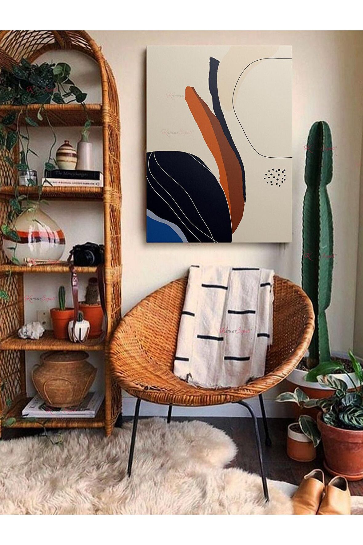 Soyut Dekoratif Vintange Retro Bohe Bohem Boho Art Vektorel Abstract Minimalist Canvas Kanvas Tablo