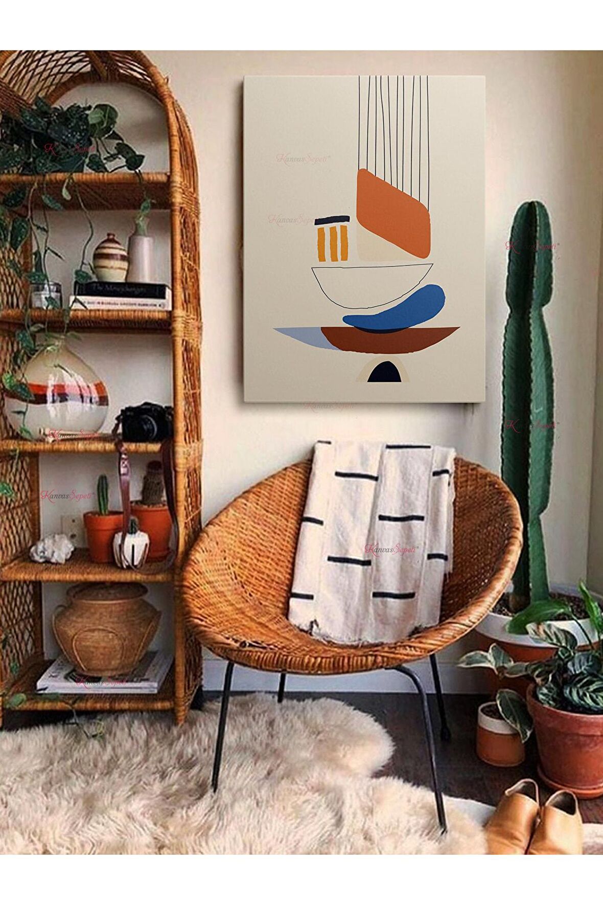 Soyut Dekoratif Vintange Retro Bohe Bohem Boho Art Vektorel Abstract Minimalist Canvas Kanvas Tablo