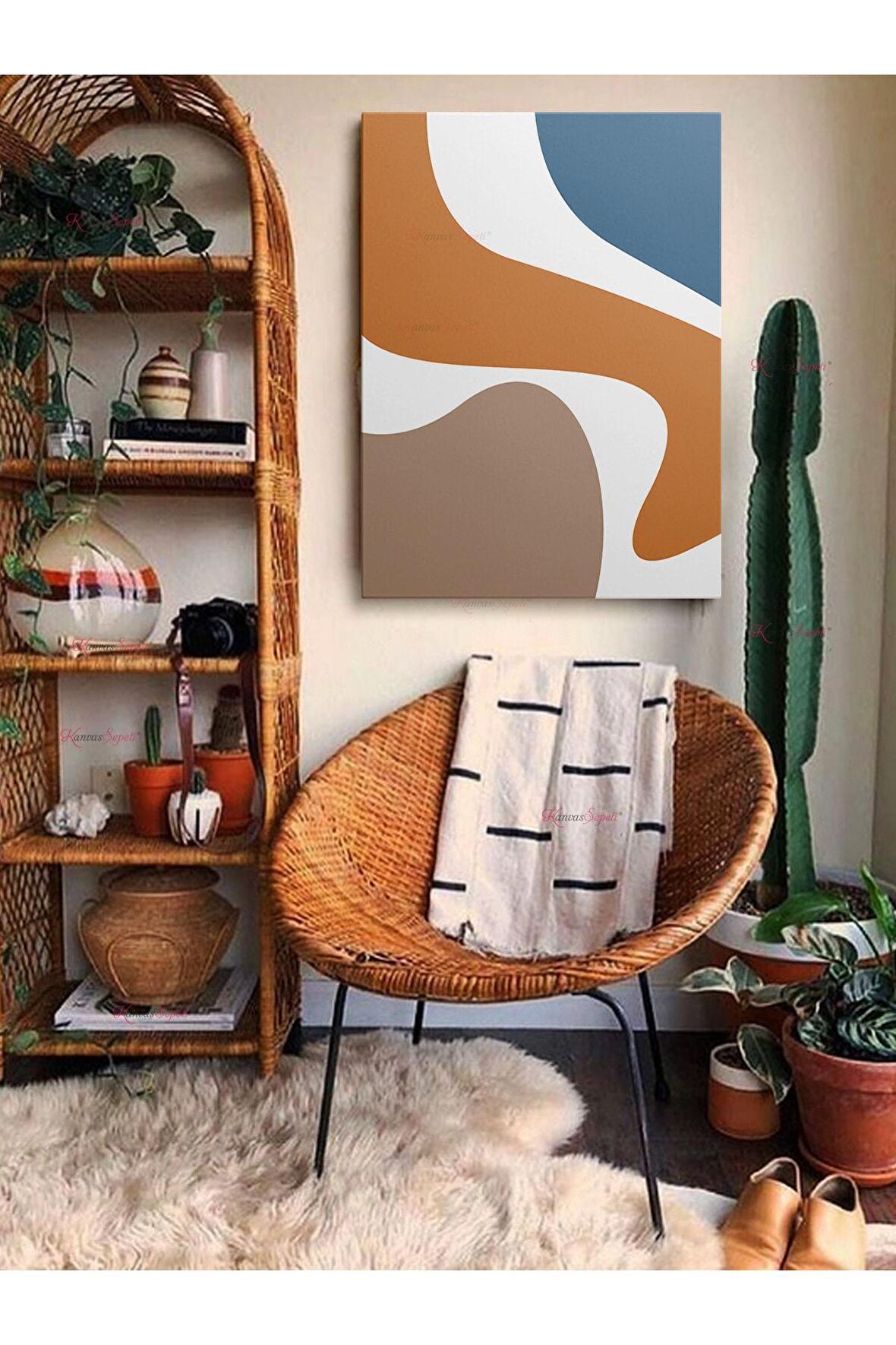 Soyut Dekoratif Vintange Retro Bohe Bohem Boho Art Vektorel Abstract Minimalist Canvas Kanvas Tablo