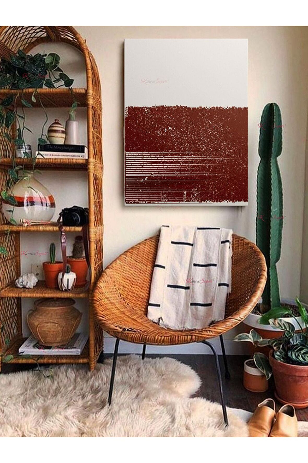 Soyut Dekoratif Vintange Retro Bohe Bohem Boho Art Vektorel Abstract Minimalist Canvas Kanvas Tablo
