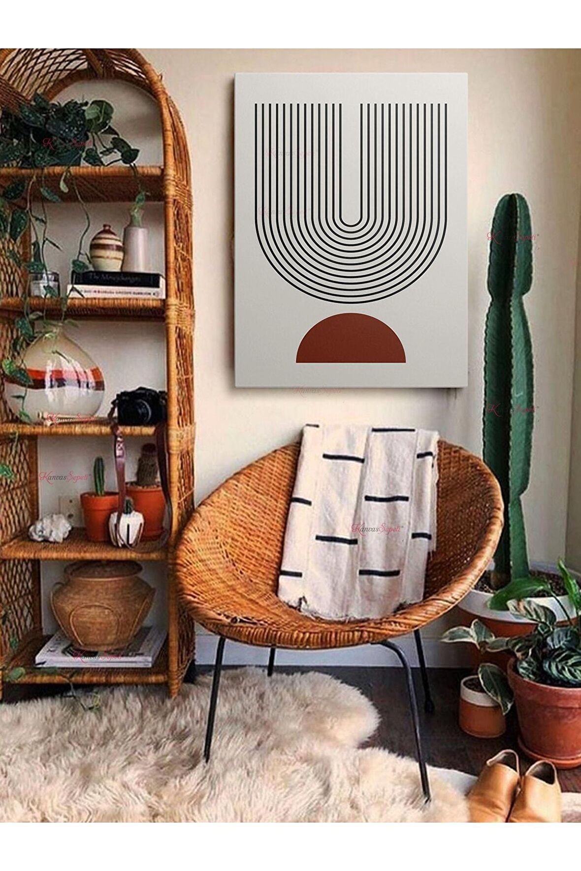 Soyut Dekoratif Vintange Retro Bohe Bohem Boho Art Vektorel Abstract Minimalist Canvas Kanvas Tablo
