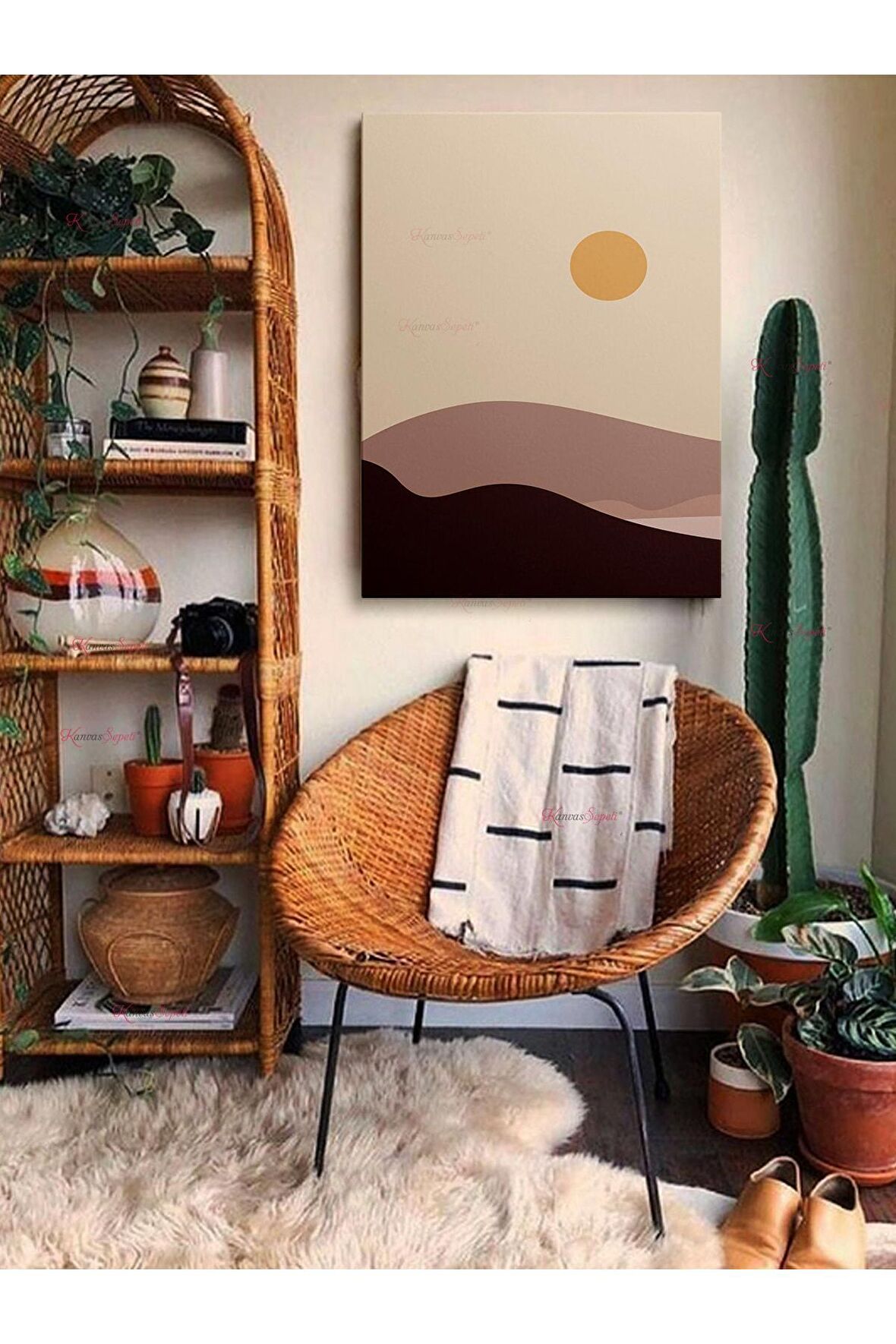 Soyut Dekoratif Vintange Retro Bohe Bohem Boho Art Vektorel Abstract Minimalist Canvas Kanvas Tablo