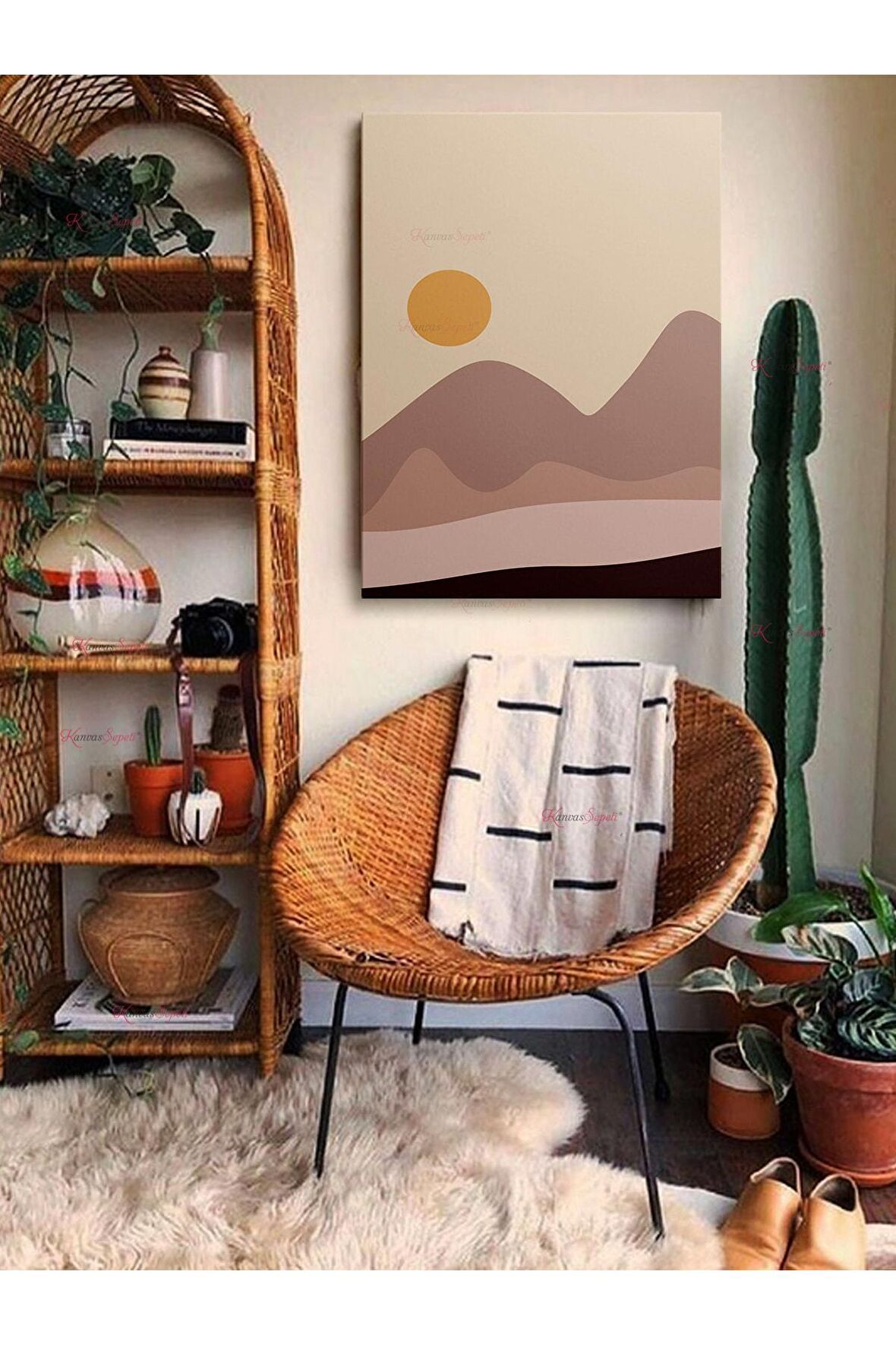 Soyut Dekoratif Vintange Retro Bohe Bohem Boho Art Vektorel Abstract Minimalist Canvas Kanvas Tablo