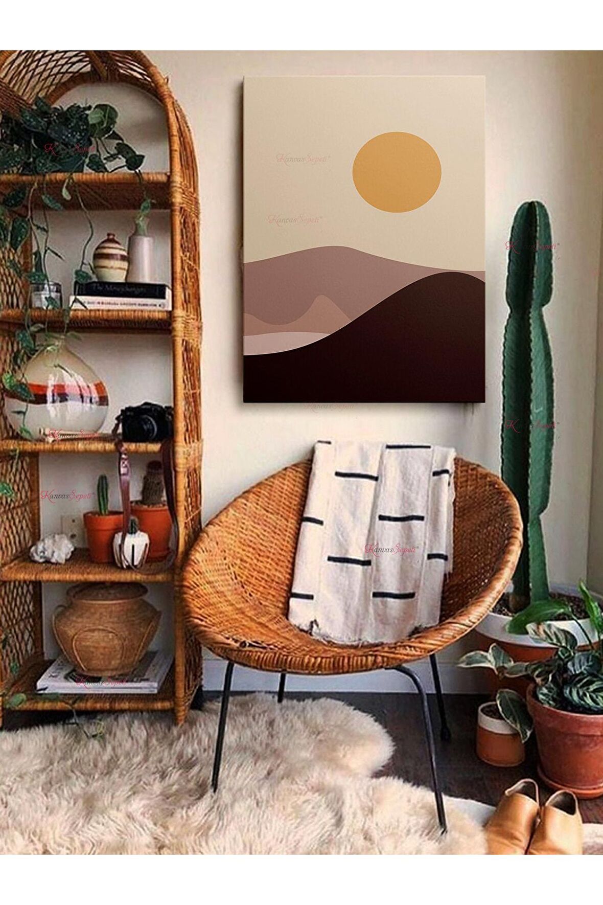 Soyut Dekoratif Vintange Retro Bohe Bohem Boho Art Vektorel Abstract Minimalist Canvas Kanvas Tablo