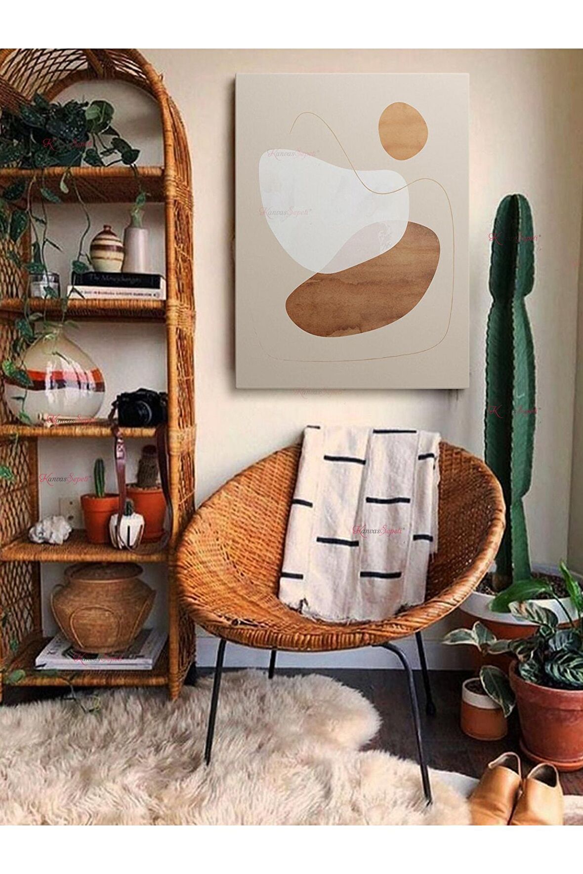 Soyut Dekoratif Vintange Retro Bohe Bohem Boho Art Vektorel Abstract Minimalist Canvas Kanvas Tablo