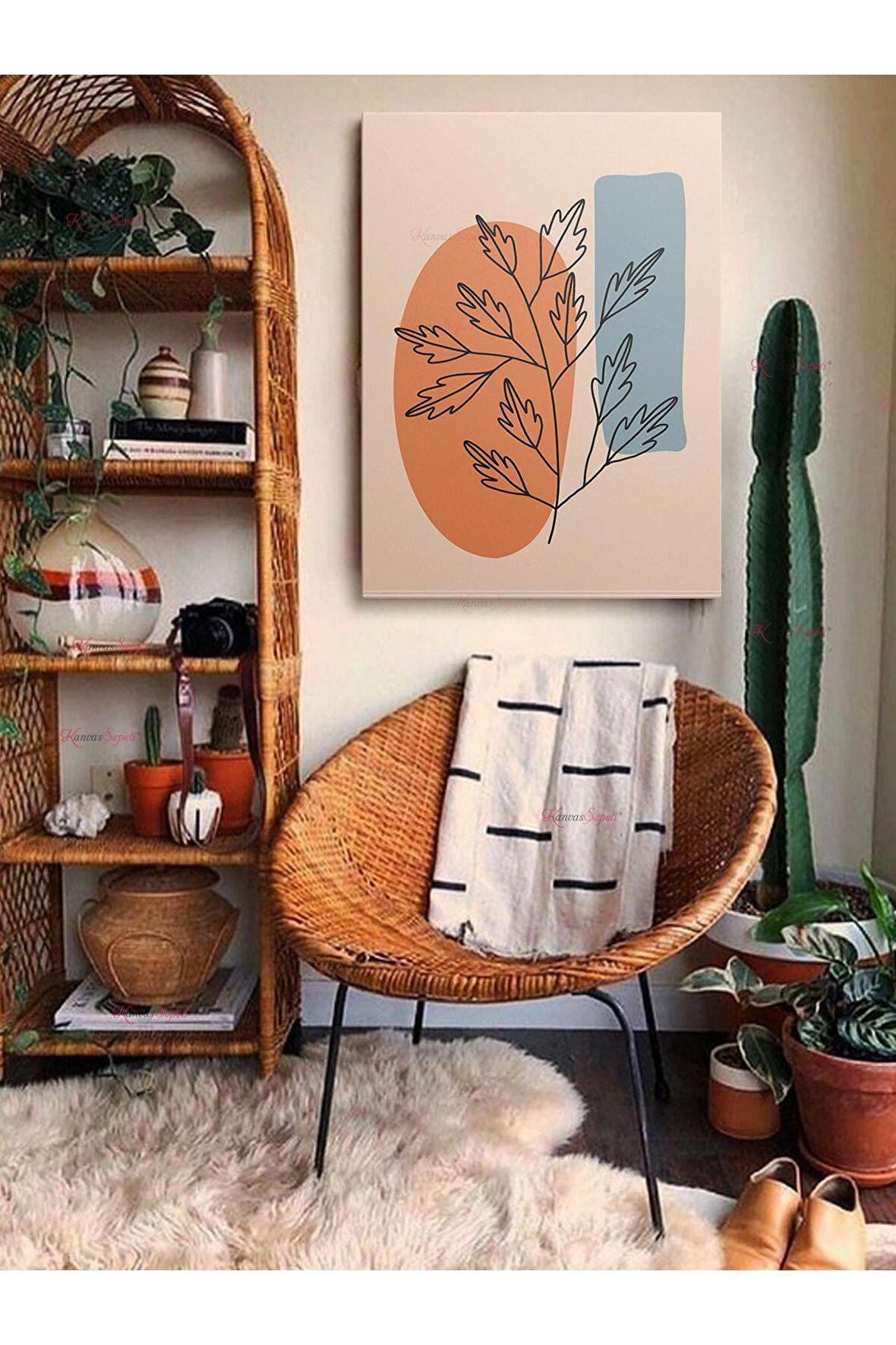 Soyut Dekoratif Vintange Retro Bohe Bohem Boho Art Vektorel Abstract Minimalist Canvas Kanvas Tablo