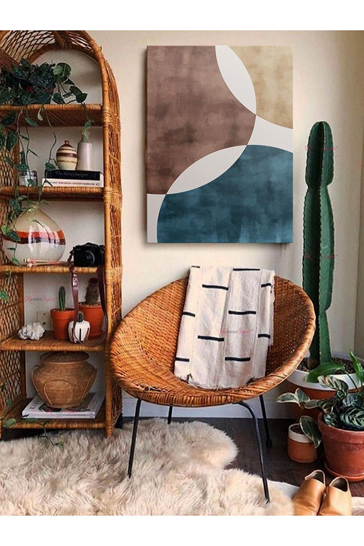Soyut Dekoratif Vintange Retro Bohe Bohem Boho Art Vektorel Abstract Minimalist Canvas Kanvas Tablo