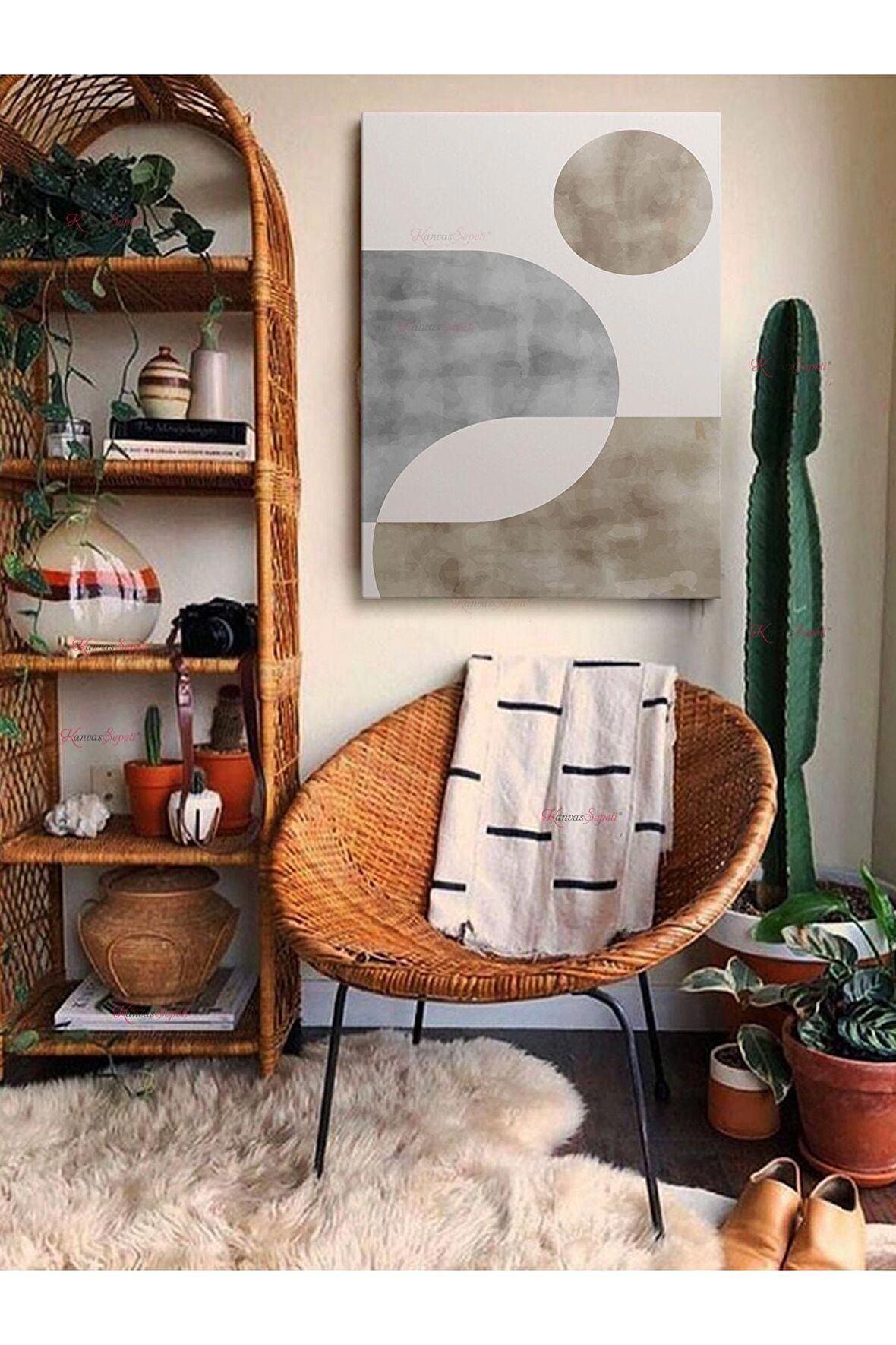 Soyut Dekoratif Vintange Retro Bohe Bohem Boho Art Vektorel Abstract Minimalist Canvas Kanvas Tablo