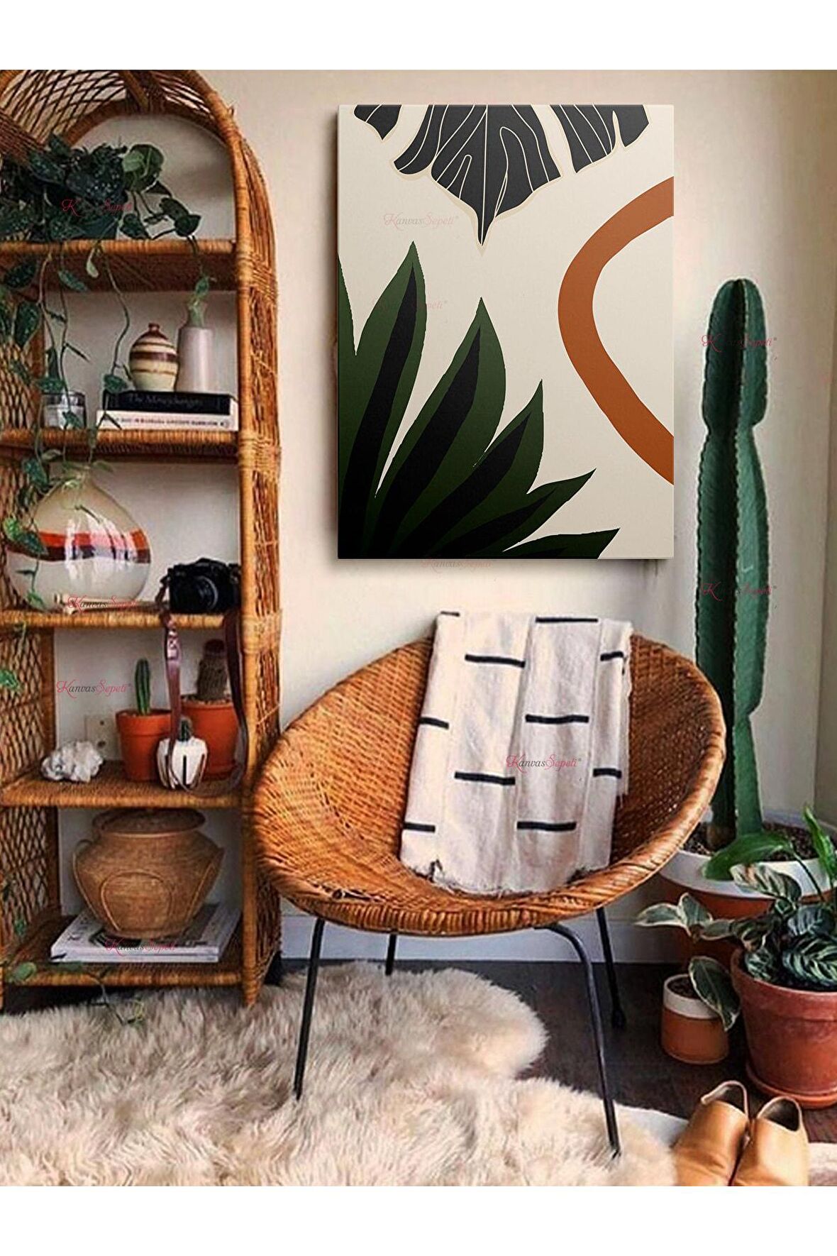 Soyut Dekoratif Vintange Retro Bohe Bohem Boho Art Vektorel Abstract Minimalist Canvas Kanvas Tablo