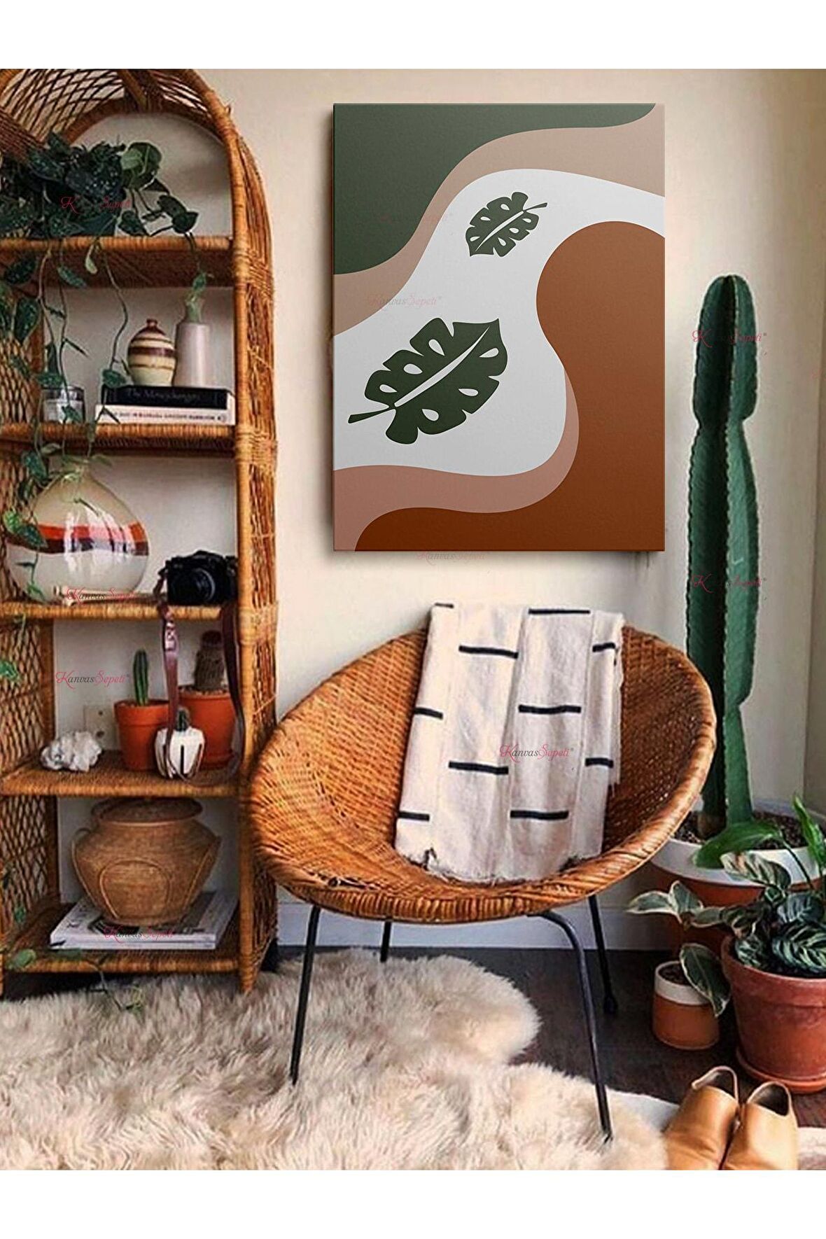 Soyut Dekoratif Vintange Retro Bohe Bohem Boho Art Vektorel Abstract Minimalist Canvas Kanvas Tablo