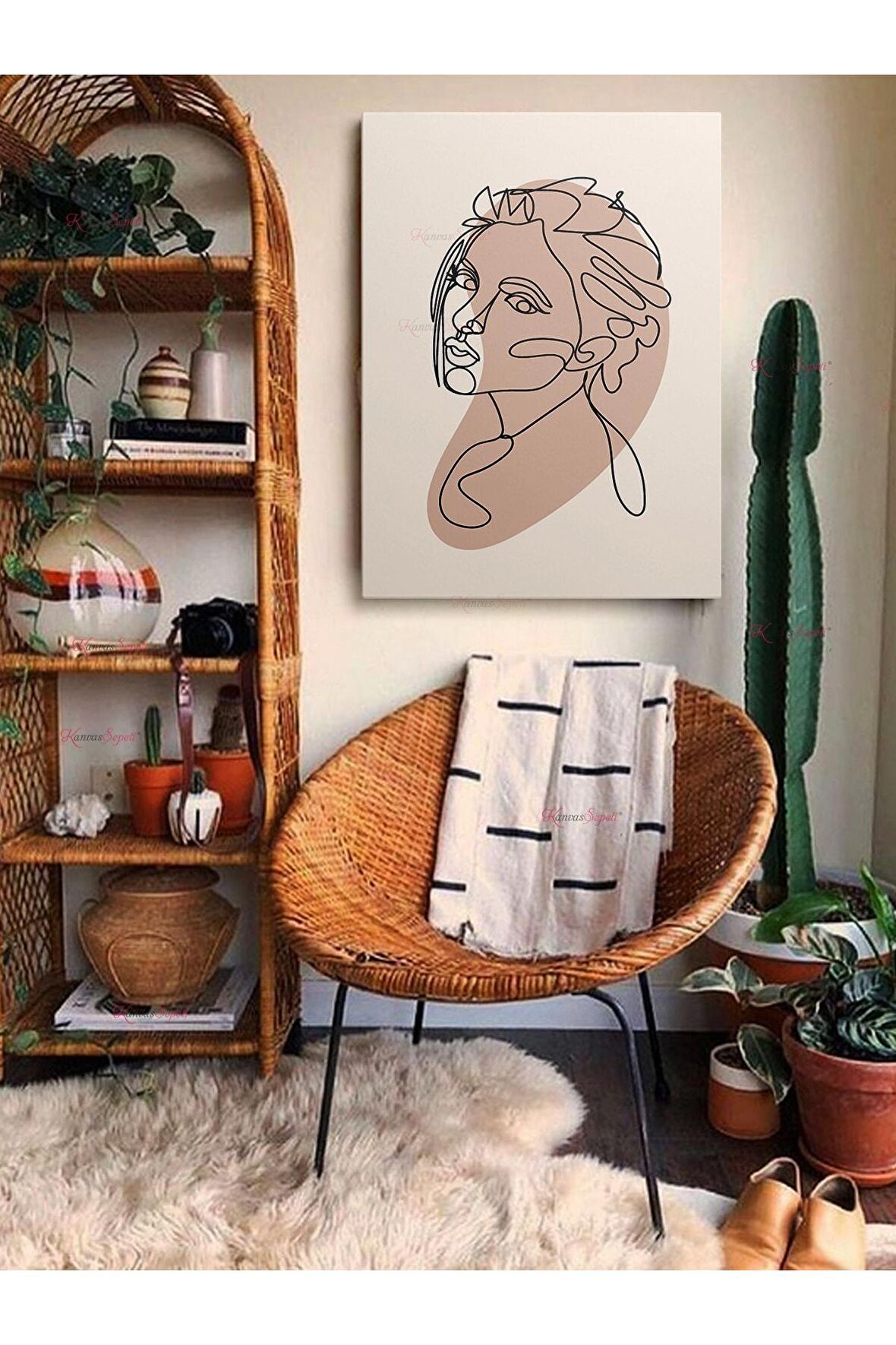 Soyut Dekoratif Vintange Retro Bohe Bohem Boho Art Vektorel Abstract Minimalist Canvas Kanvas Tablo