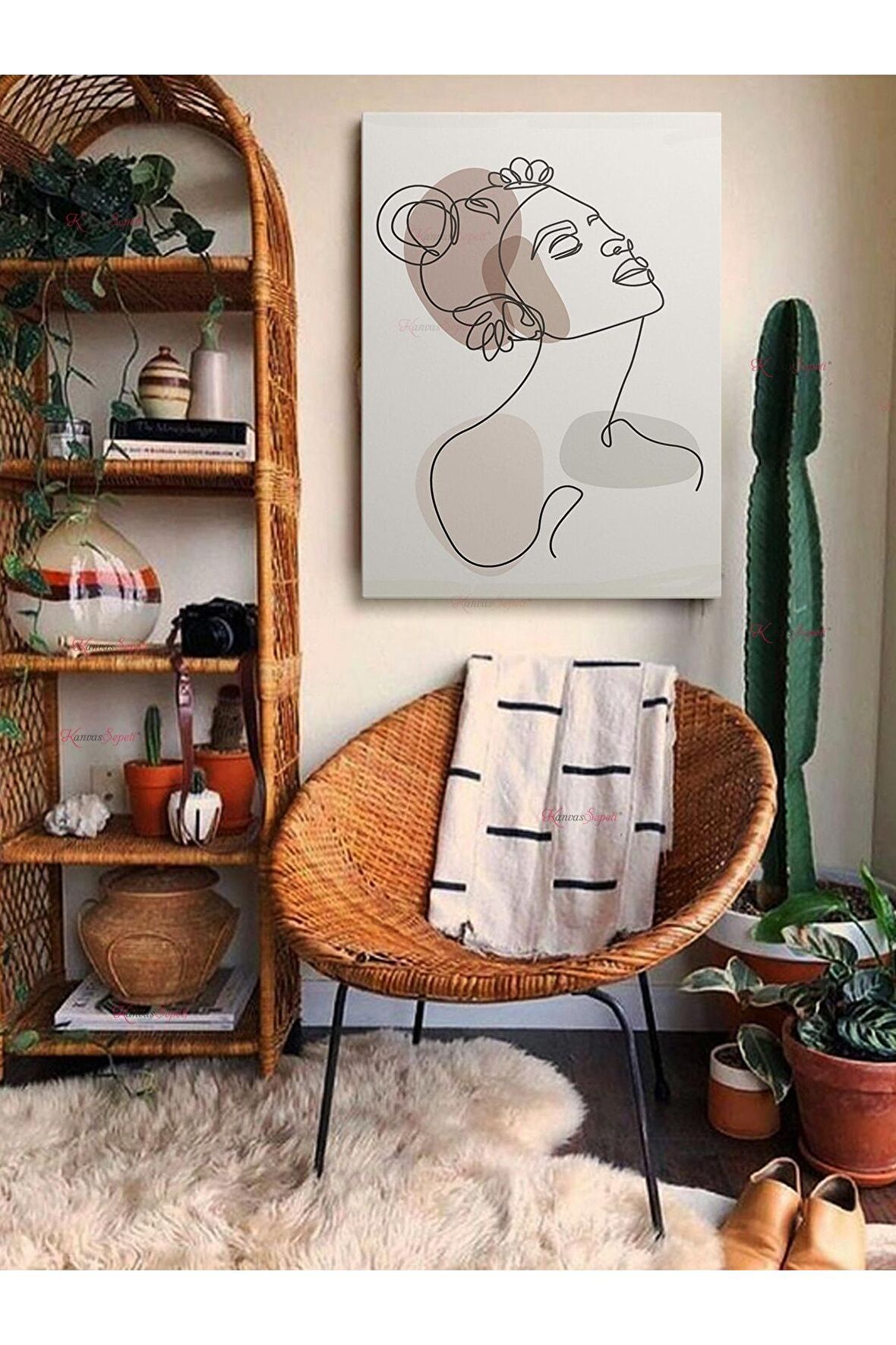 Soyut Dekoratif Vintange Retro Bohe Bohem Boho Art Vektorel Abstract Minimalist Canvas Kanvas Tablo