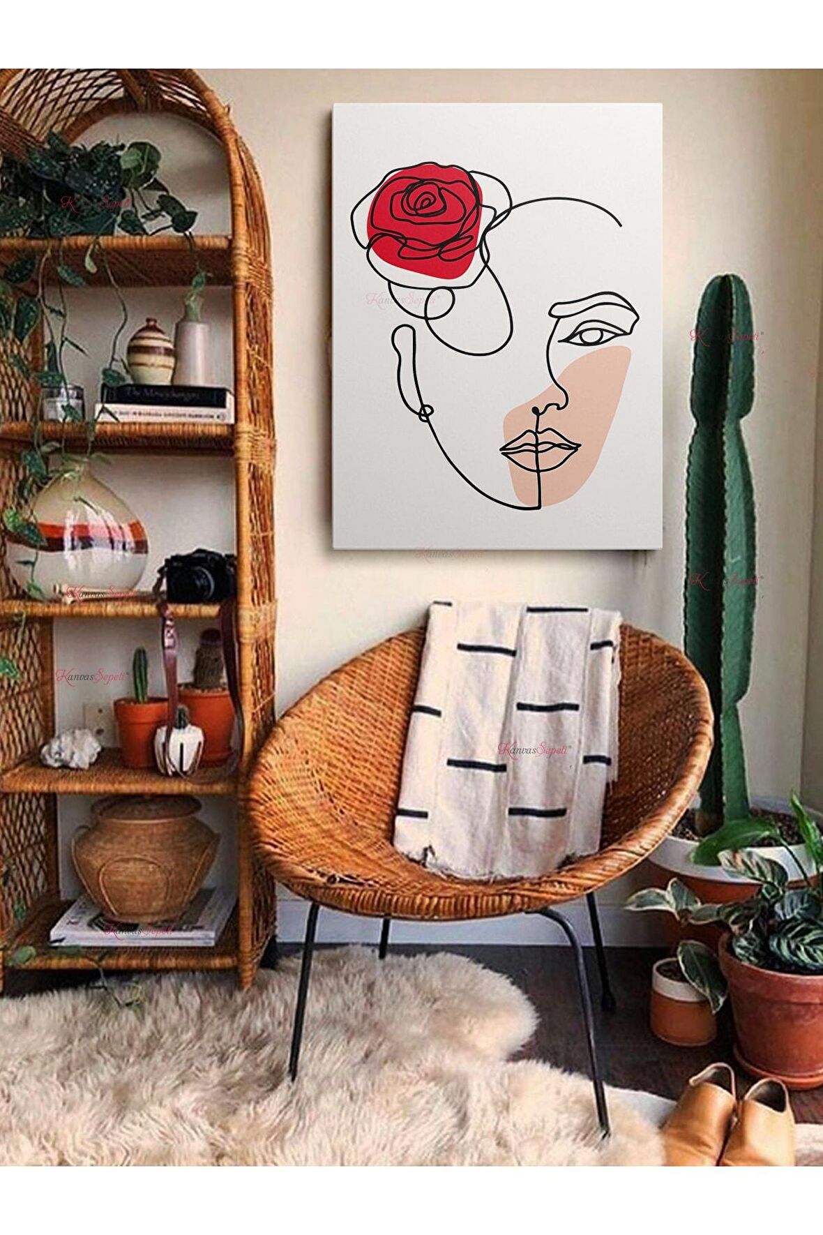 Soyut Dekoratif Vintange Retro Bohe Bohem Boho Art Vektorel Abstract Minimalist Canvas Kanvas Tablo