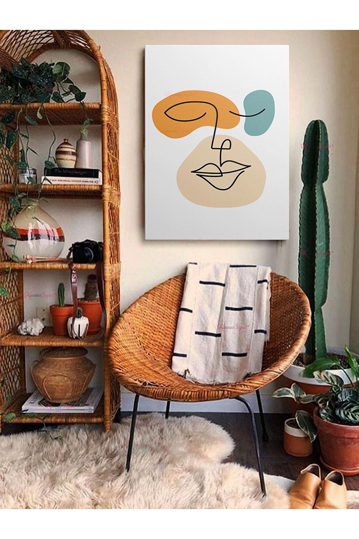 Soyut Dekoratif Vintange Retro Bohe Bohem Boho Art Vektorel Abstract Minimalist Canvas Kanvas Tablo