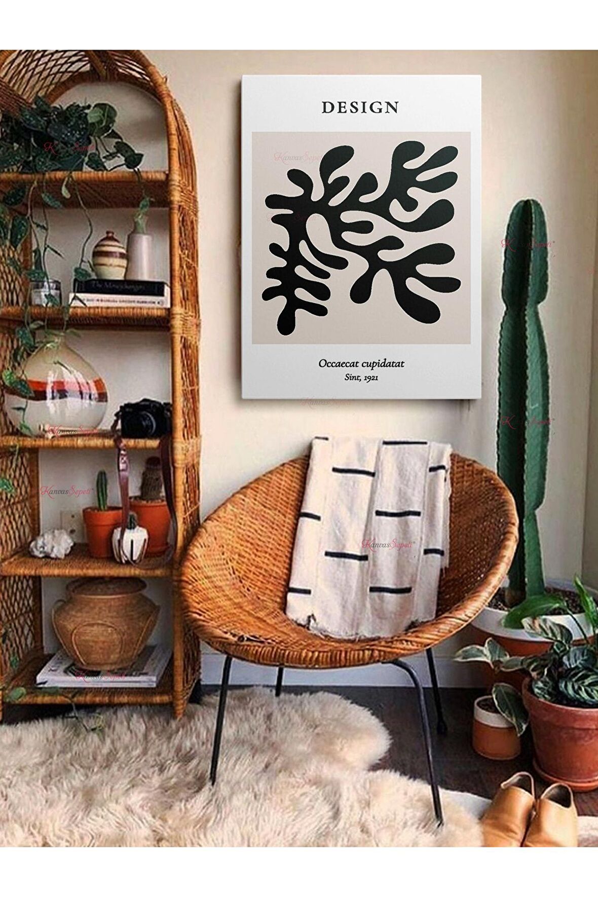 Soyut Dekoratif Vintange Retro Bohe Bohem Boho Art Vektorel Abstract Minimalist Canvas Kanvas Tablo