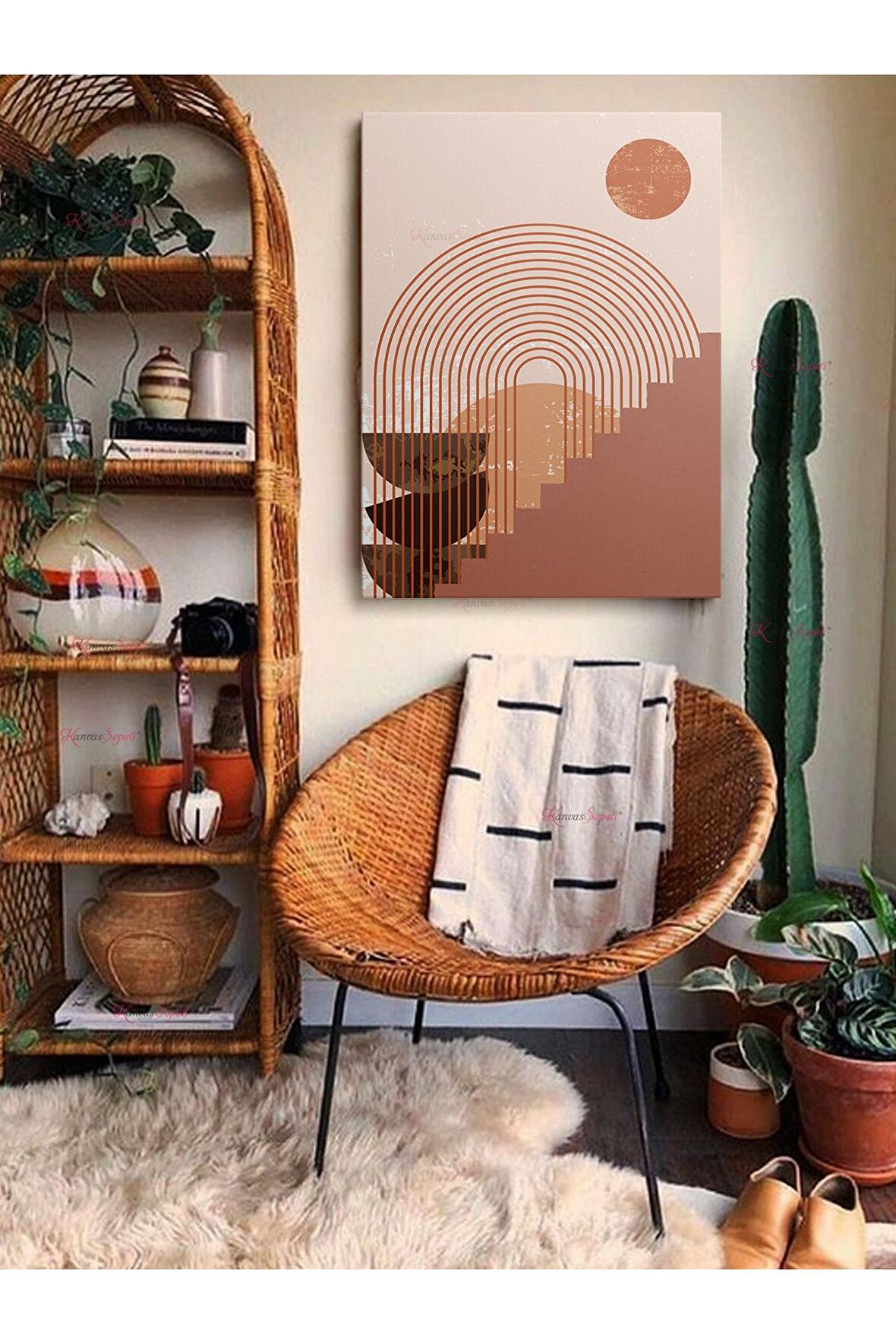 Soyut Dekoratif Vintange Retro Bohe Bohem Boho Art Vektorel Abstract Minimalist Canvas Kanvas Tablo