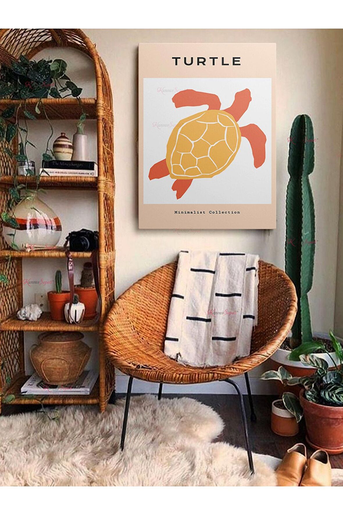 Soyut Dekoratif Vintange Retro Bohe Bohem Boho Art Vektorel Abstract Minimalist Canvas Kanvas Tablo